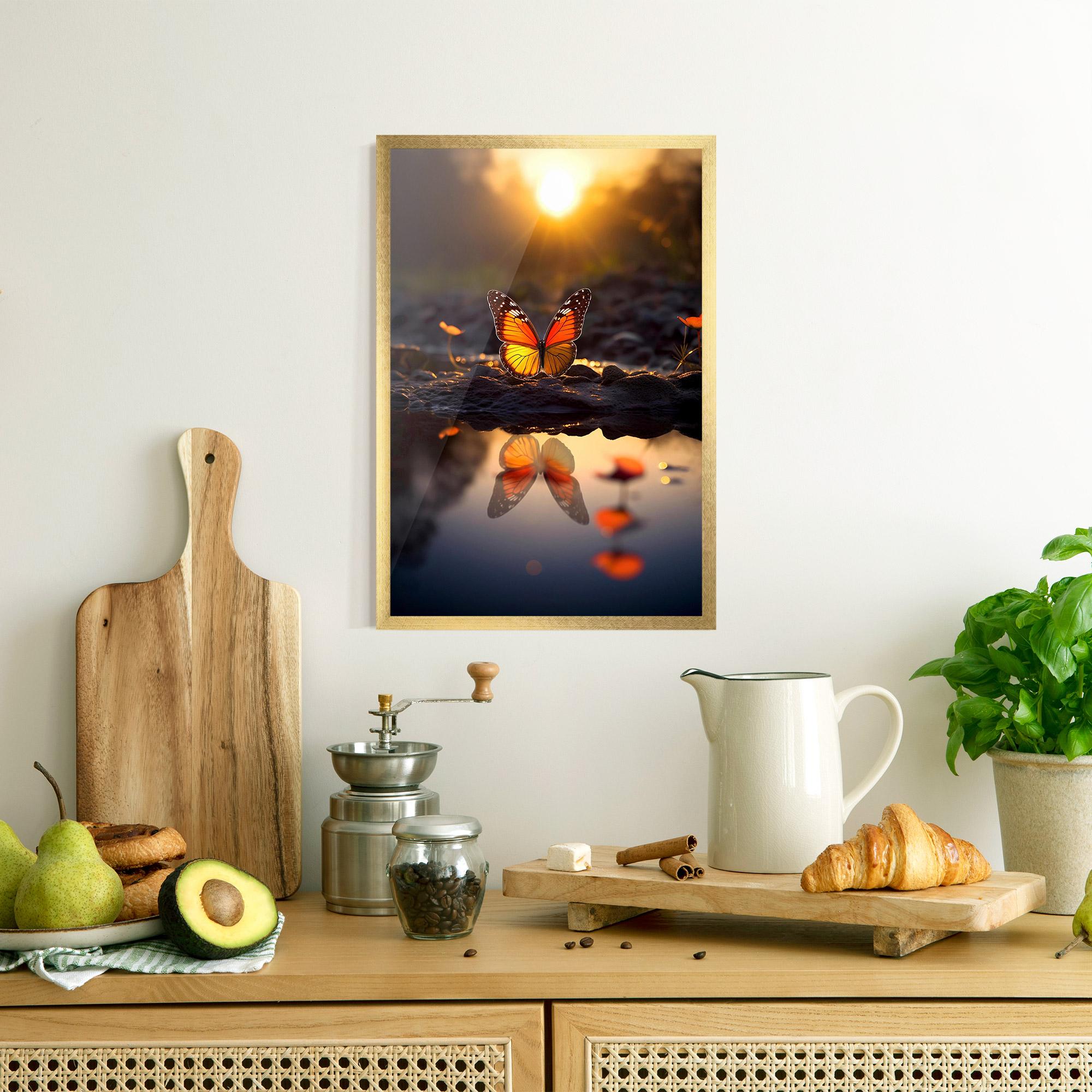 Poster Înrămat Sun Water Butterfly mockup 8