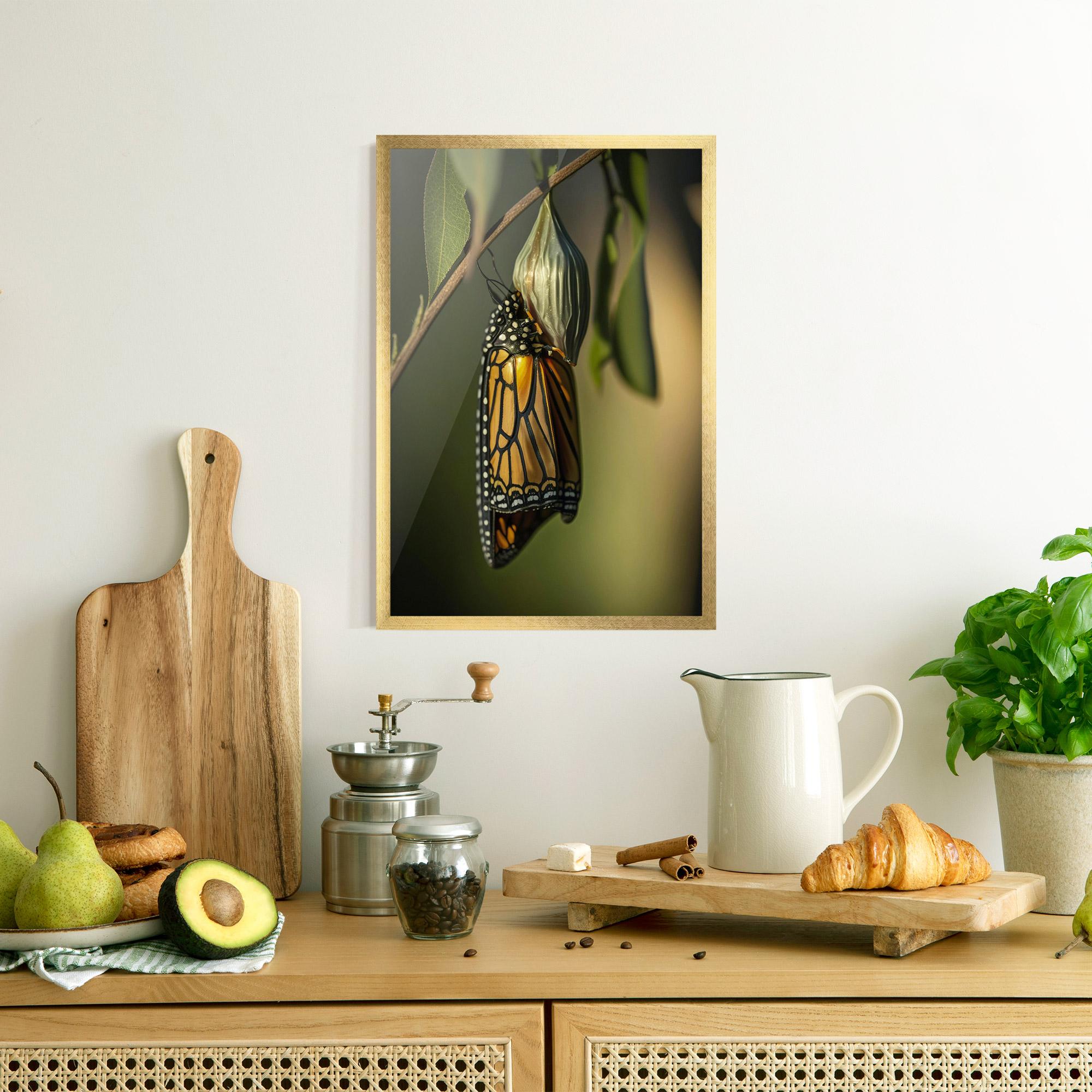 Poster Înrămat Yellow Black Butterfly mockup 8