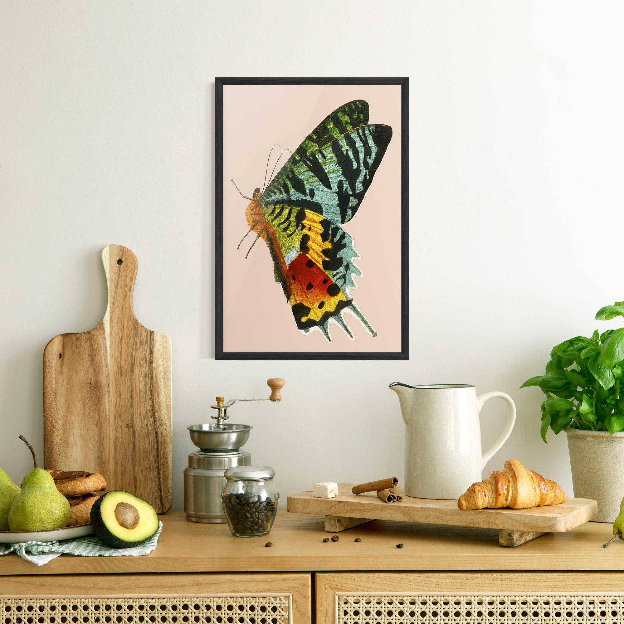 Poster Înrămat Butterfly On Pink mockup 8
