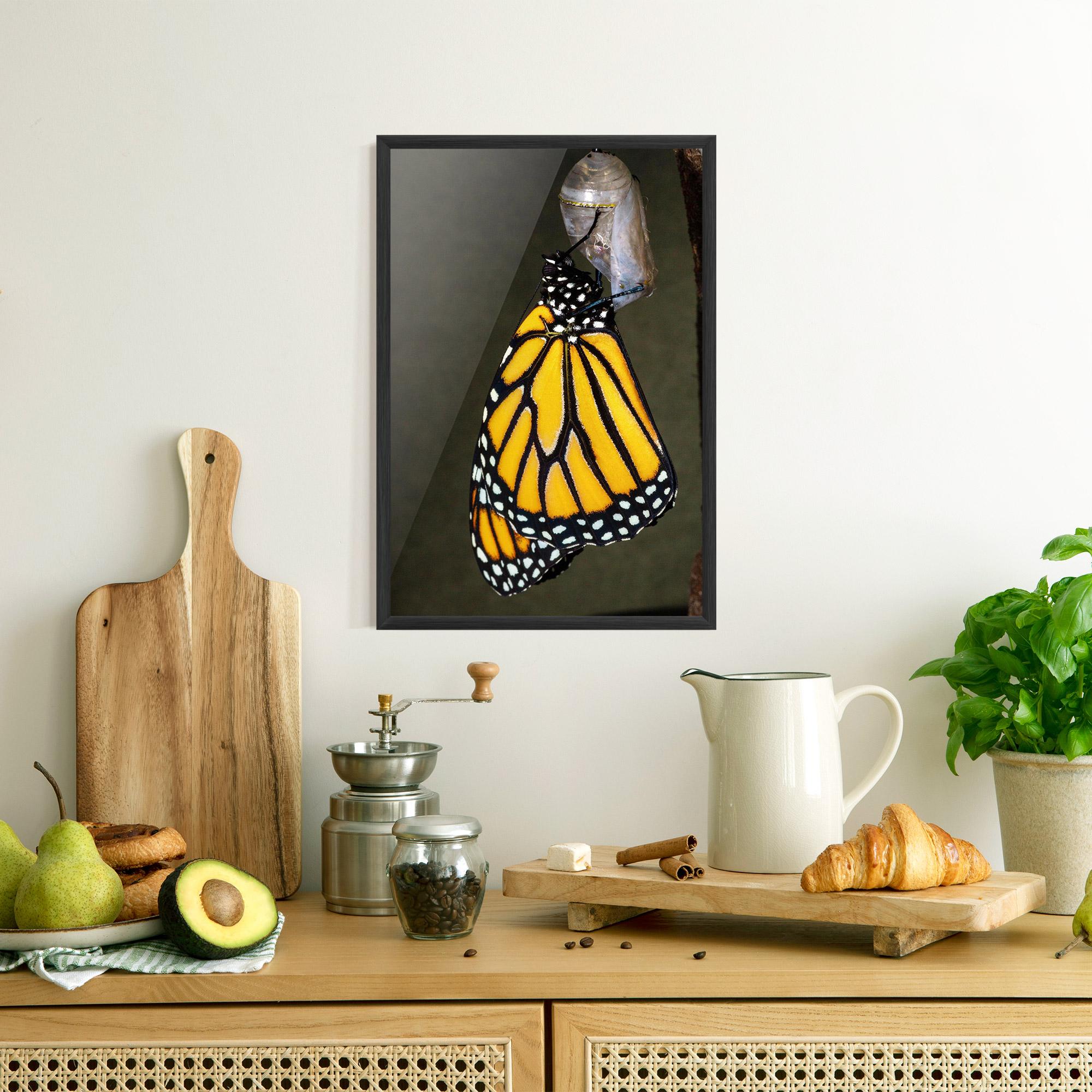 Poster Înrămat Dark Yellow Butterfly mockup 8