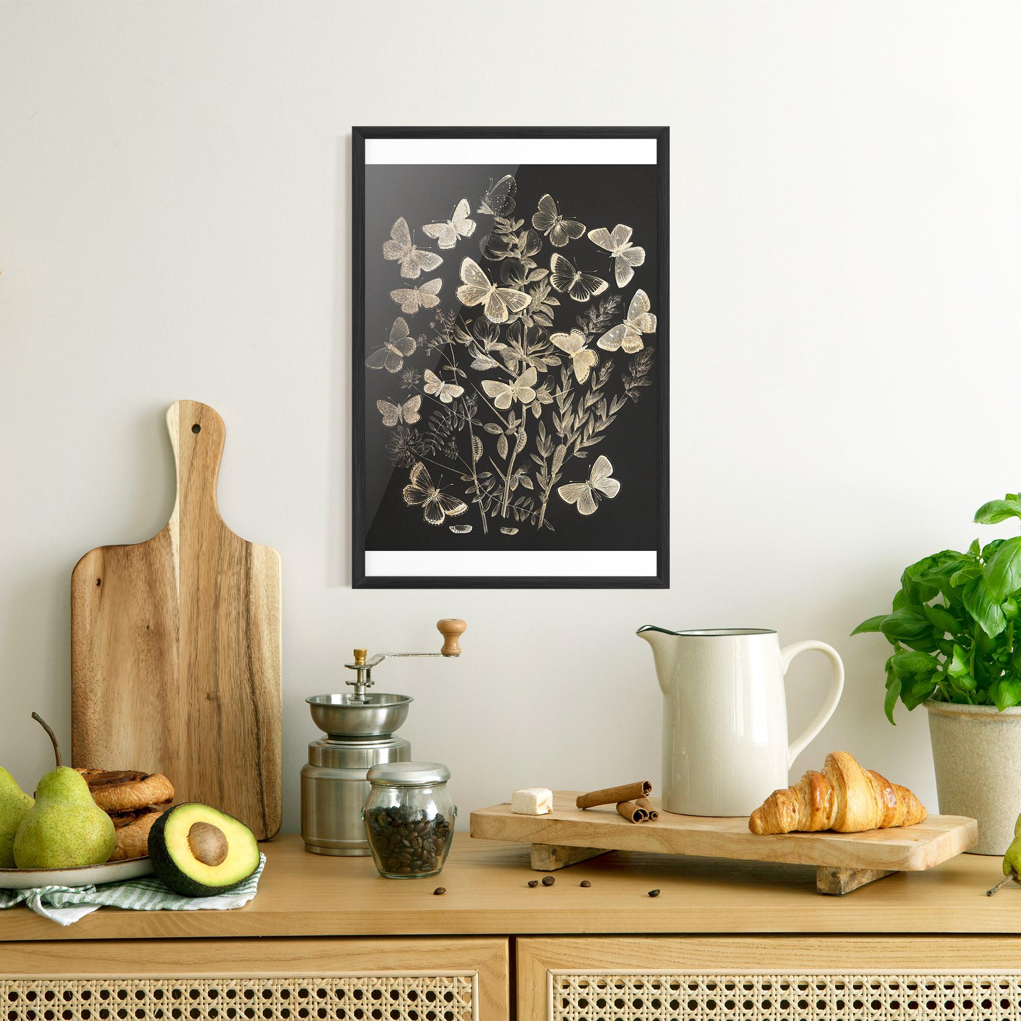 Poster Înrămat Grey Butterflies mockup 8