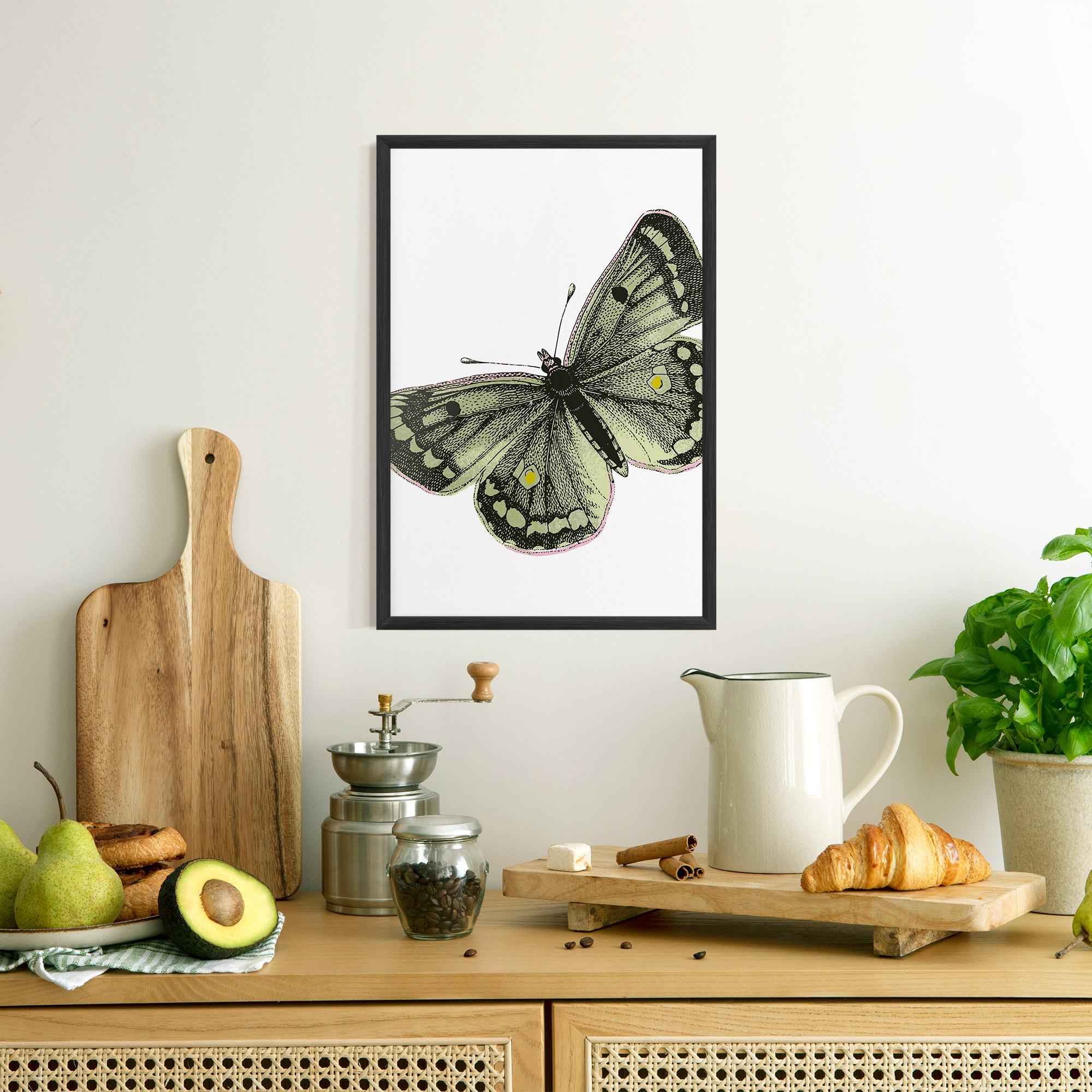 Poster Înrămat Grey Yellow Butterfly mockup 8
