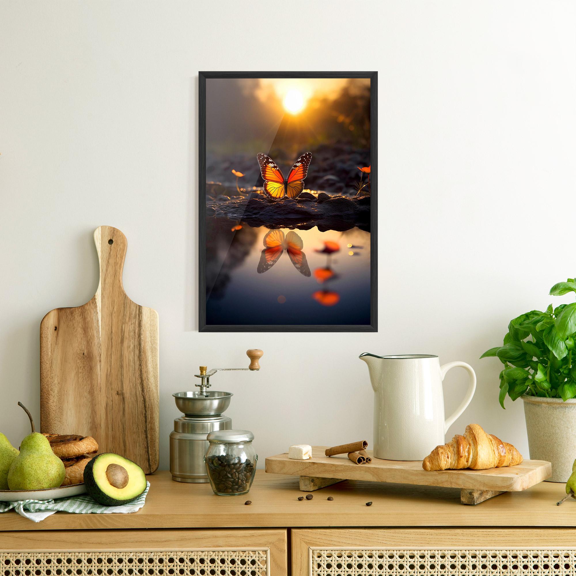 Poster Înrămat Sun Water Butterfly mockup 8