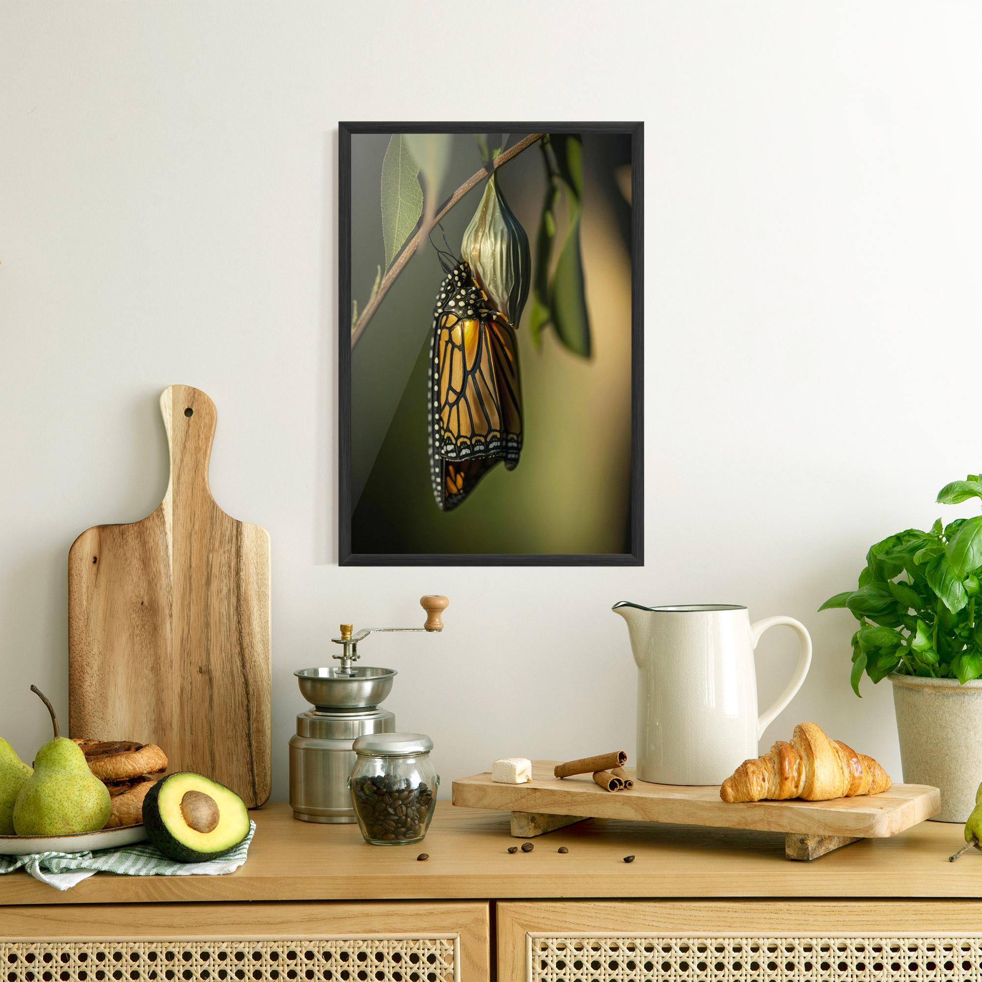 Poster Înrămat Yellow Black Butterfly mockup 8