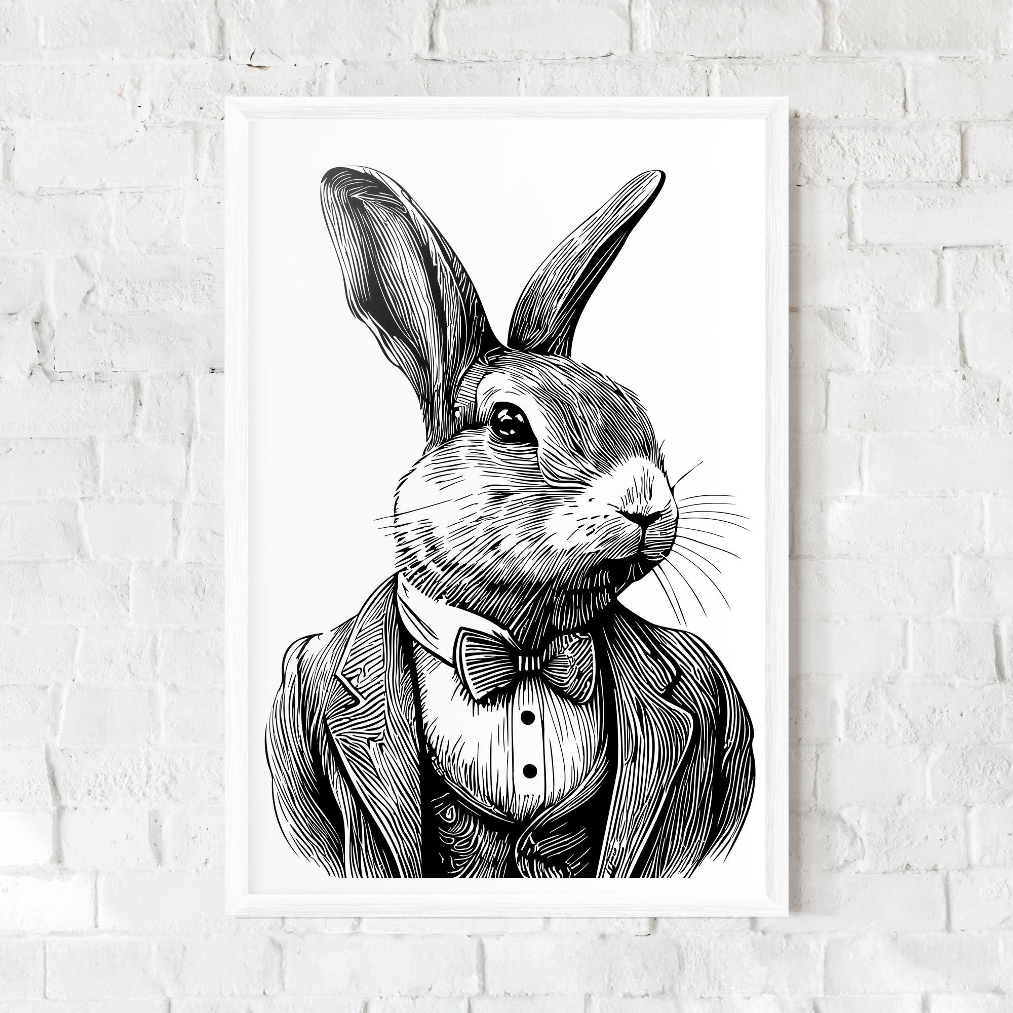 Poster Înrămat Bunny In Suit mockup 0