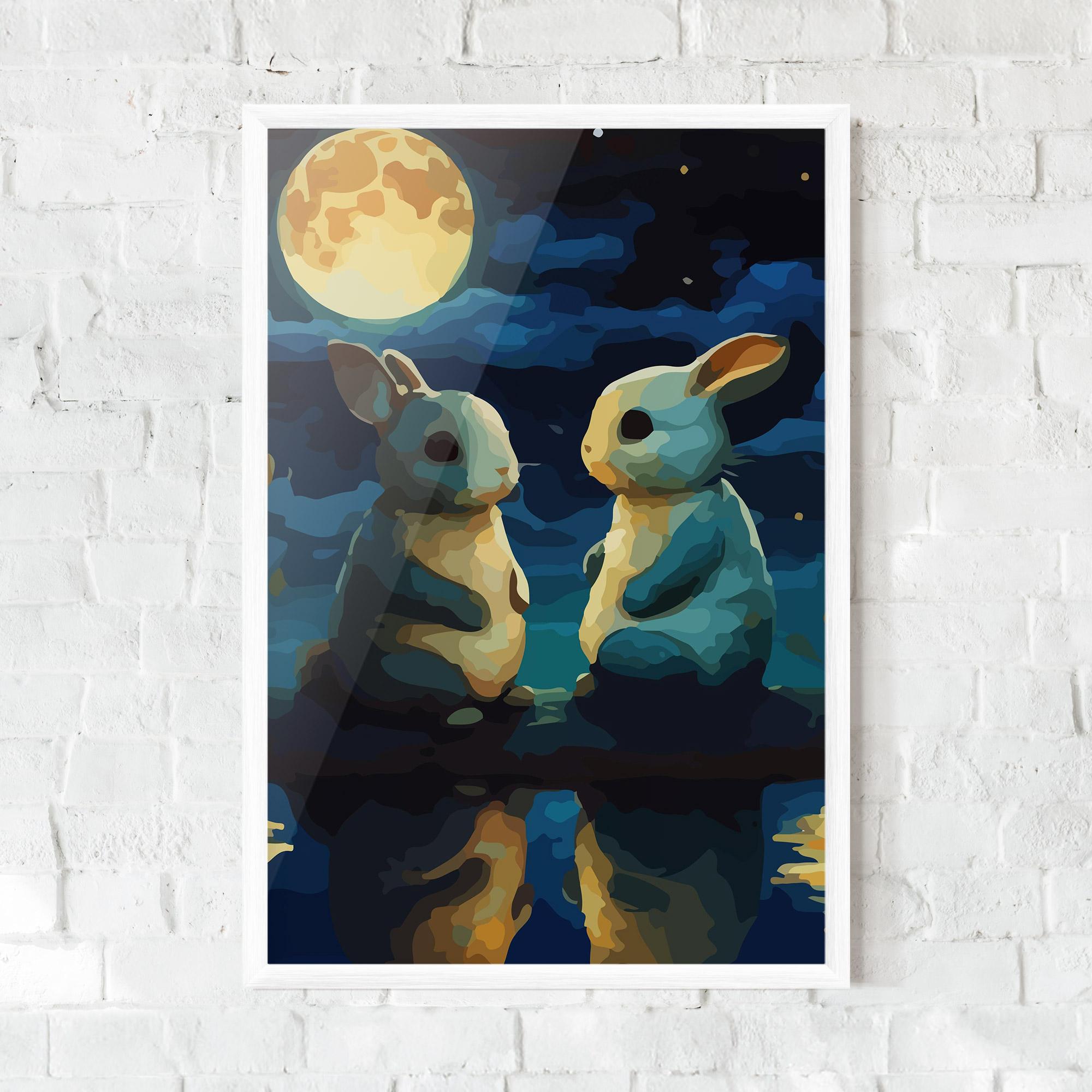 Poster Înrămat Full Moon Bunny mockup 0
