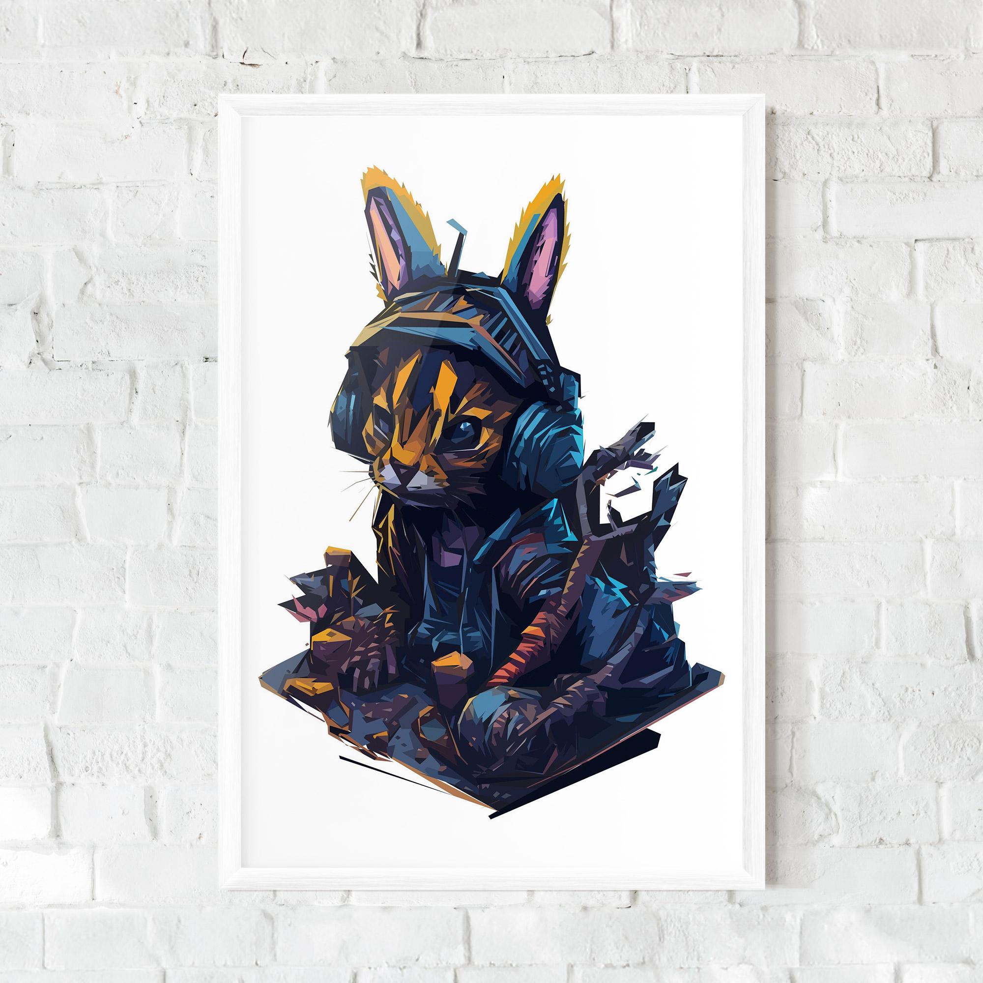 Poster Înrămat Orange Rabbit Headset mockup 0