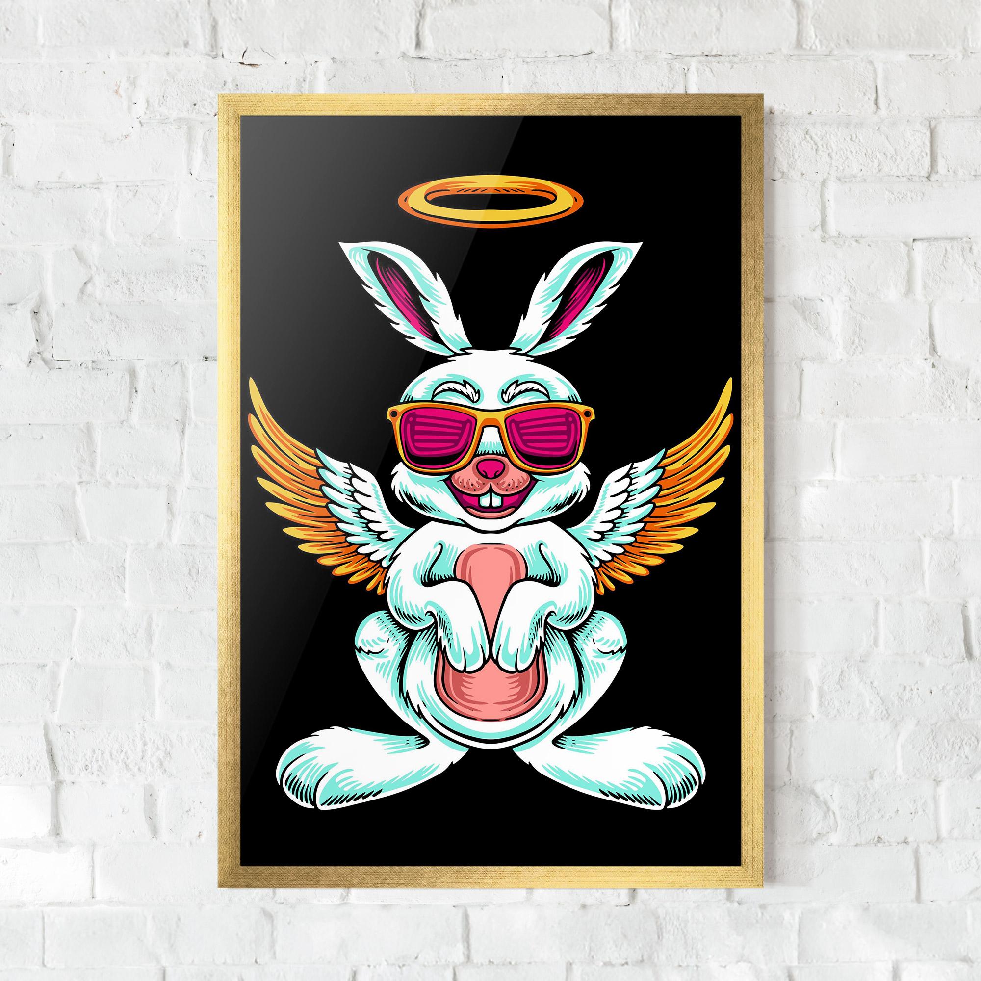 Poster Înrămat Angel Cool Bunny mockup 0
