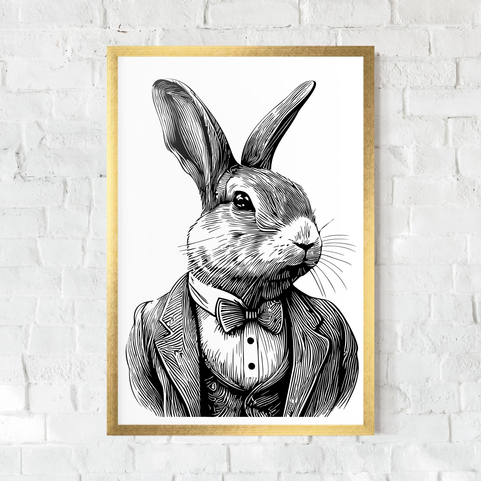 Poster Înrămat Bunny In Suit mockup 0