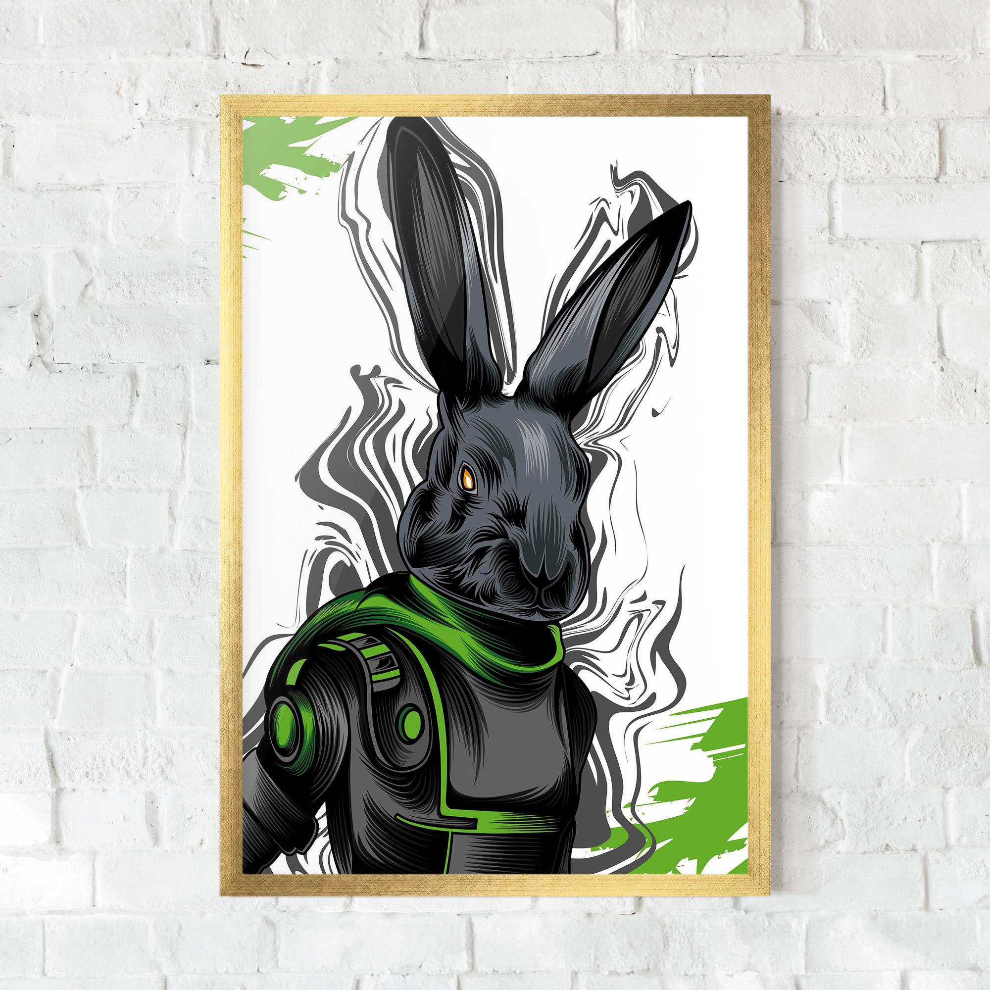 Poster Înrămat Cyborg Green Bunny mockup 0