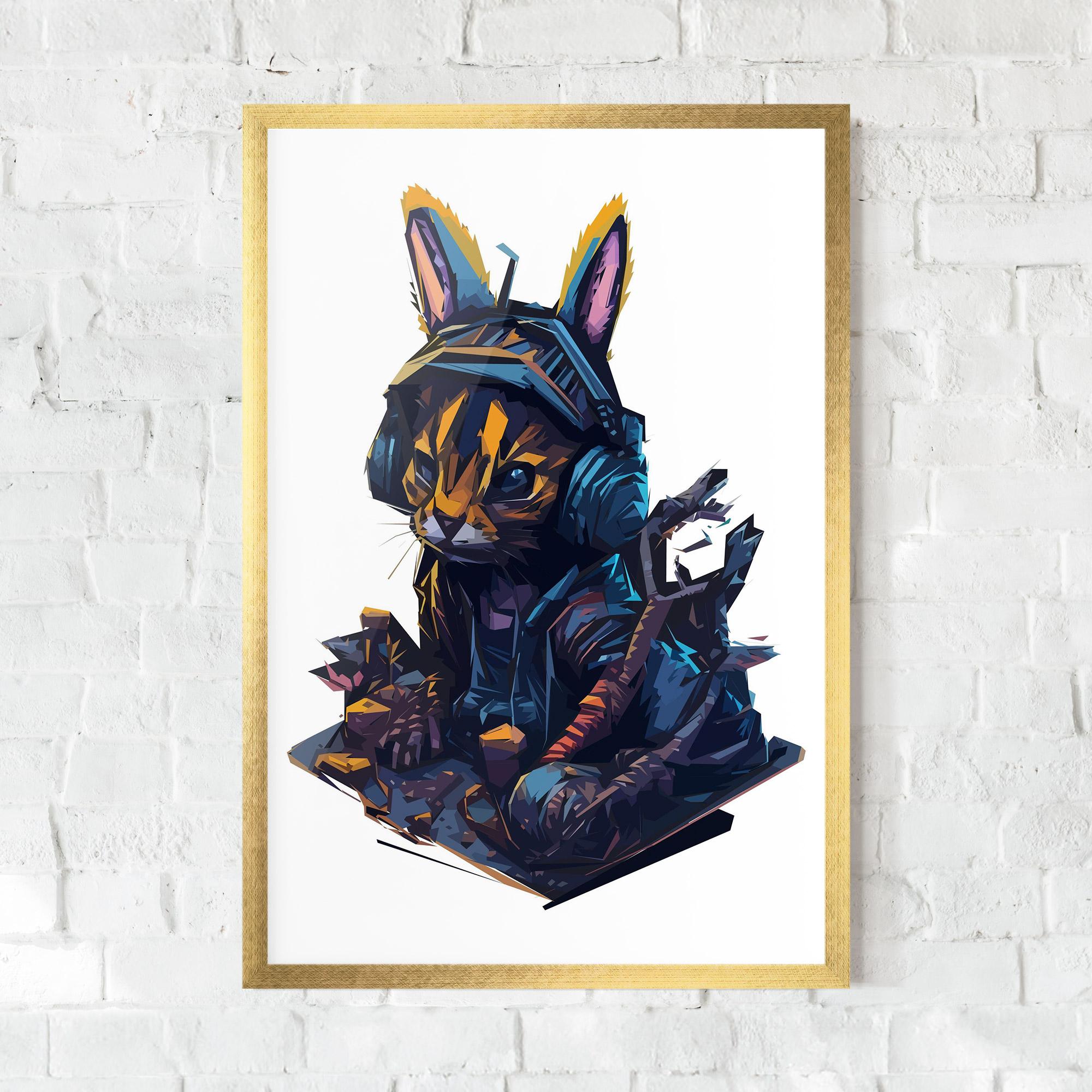 Poster Înrămat Orange Rabbit Headset mockup 0