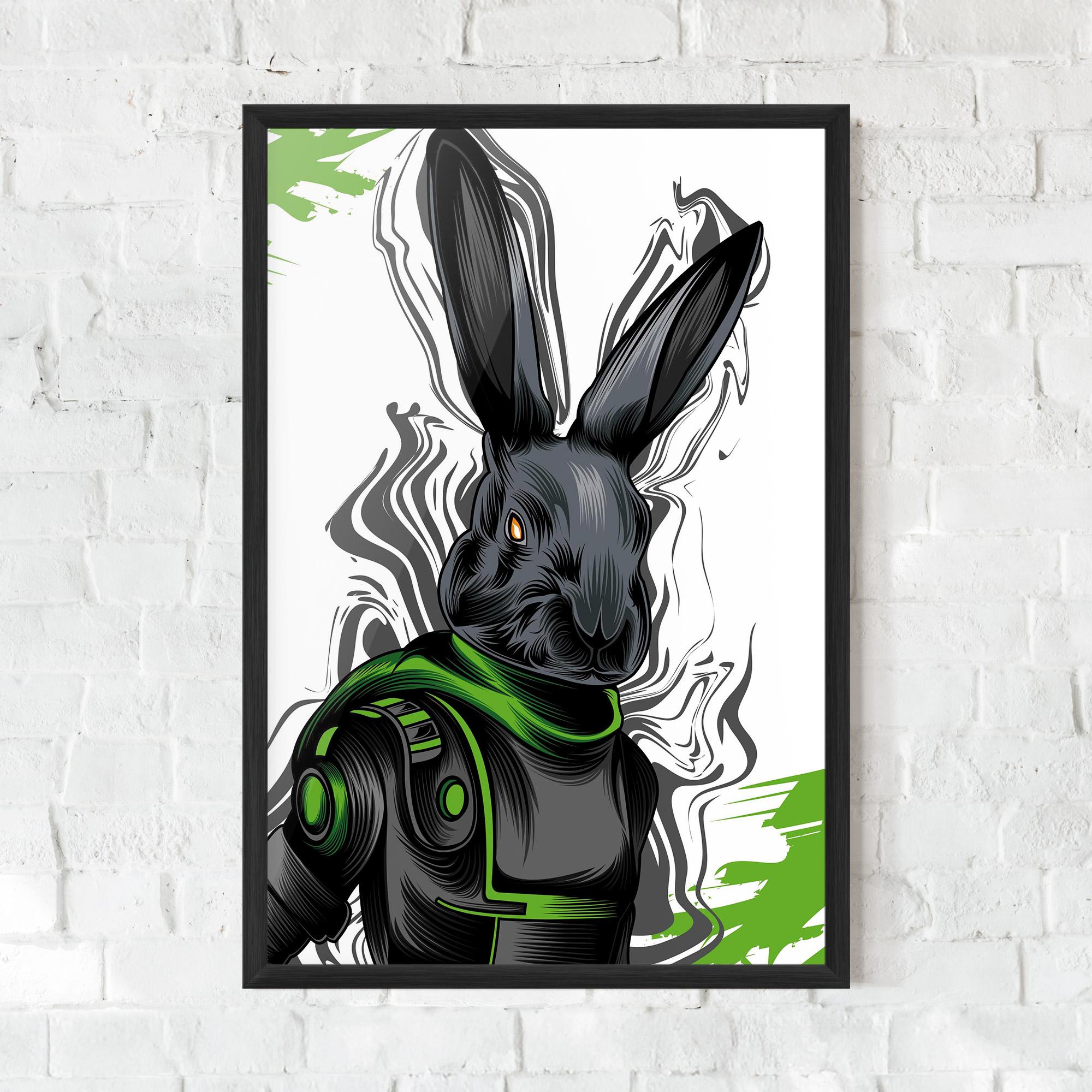 Poster Înrămat Cyborg Green Bunny mockup 0