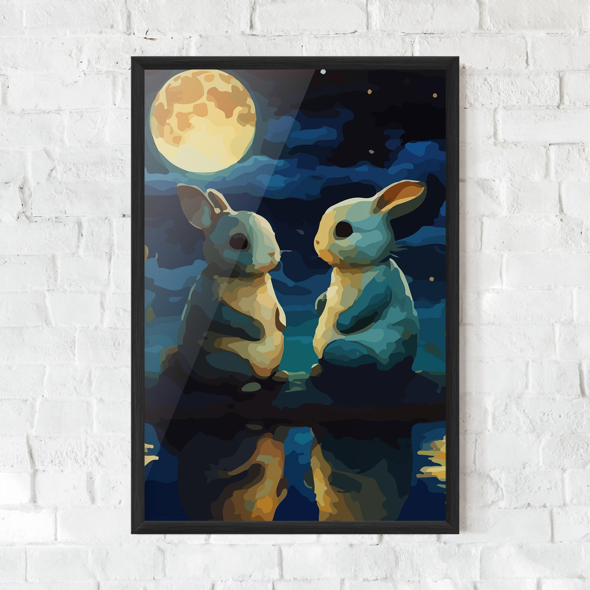 Poster Înrămat Full Moon Bunny mockup 0