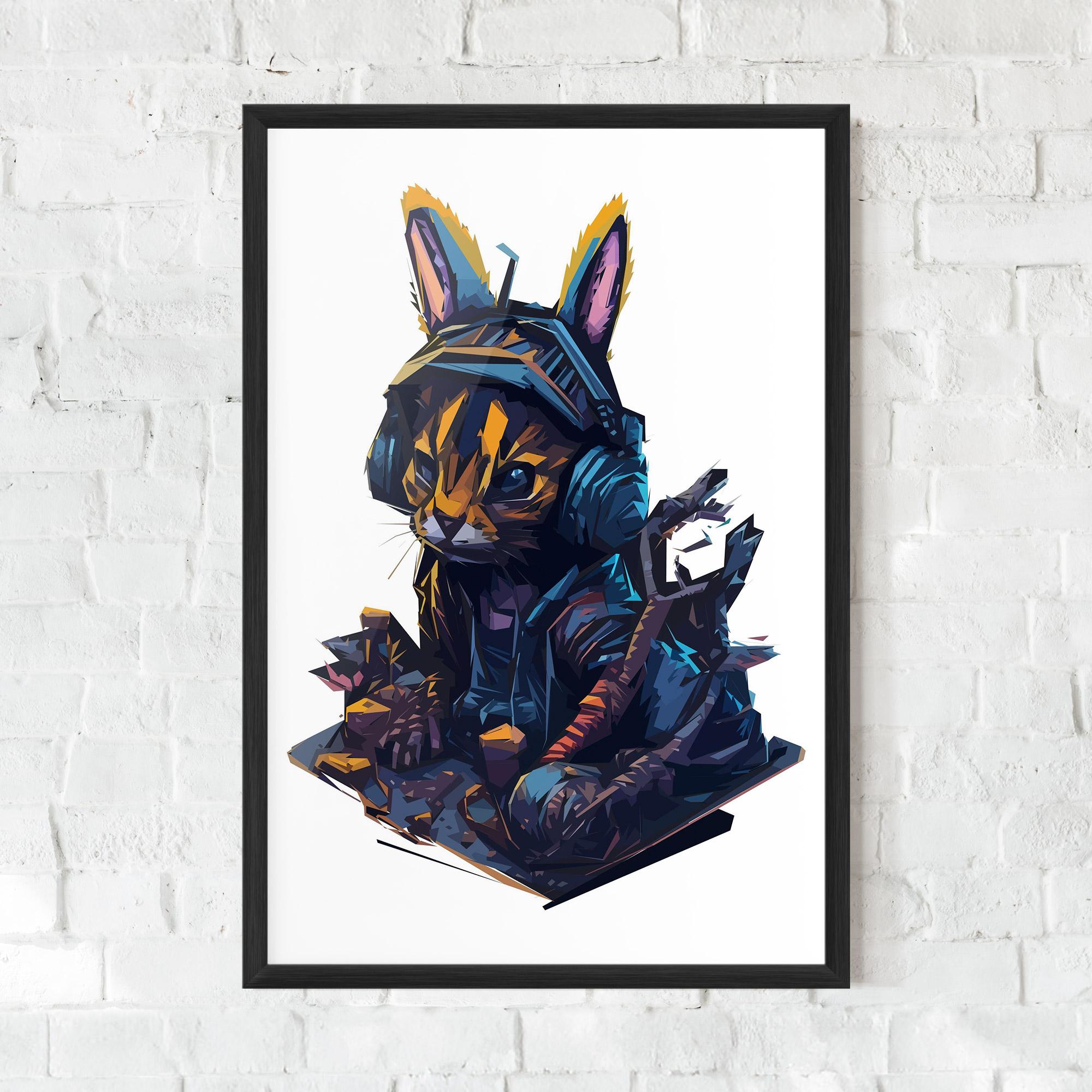 Poster Înrămat Orange Rabbit Headset mockup 0