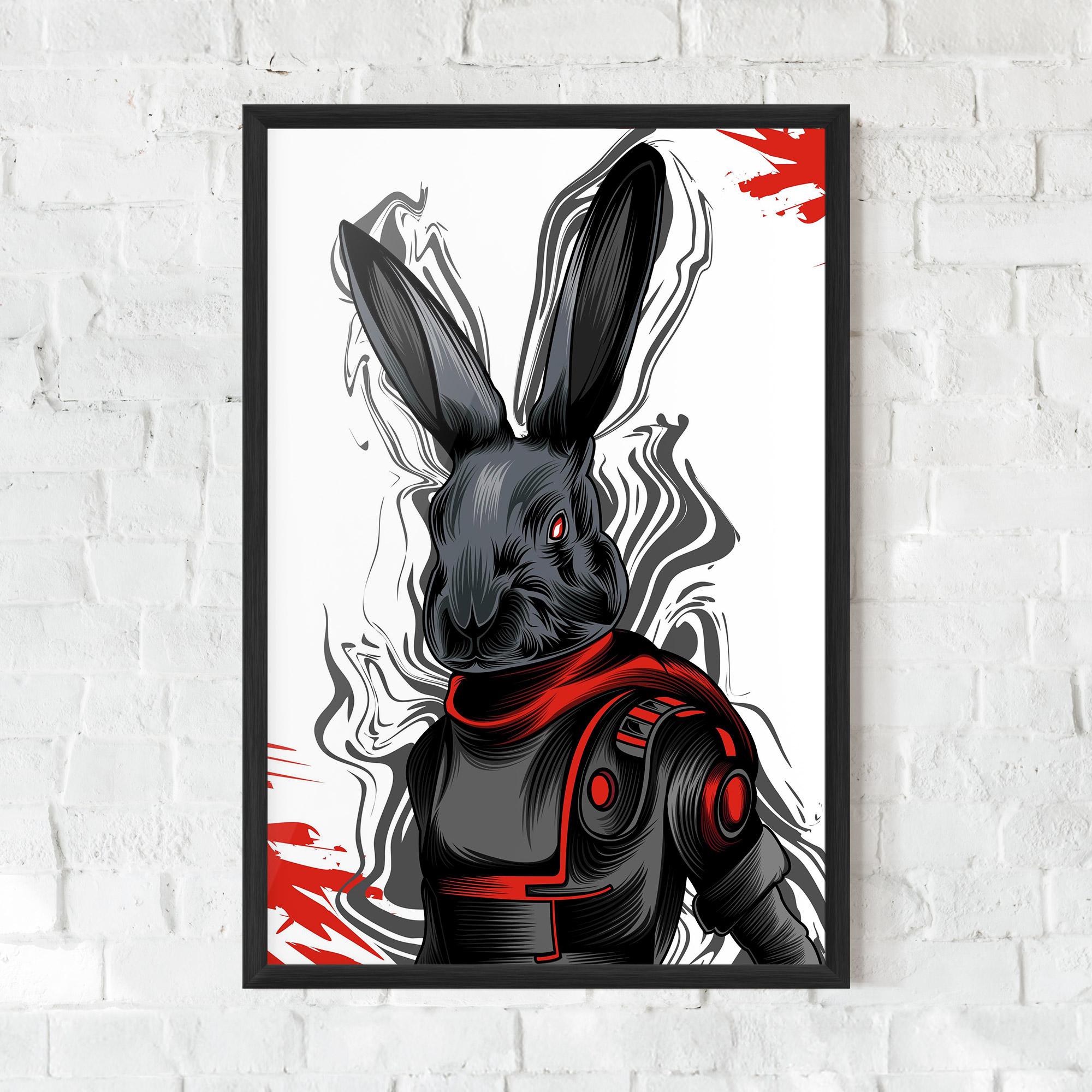 Poster Înrămat Red Robot Bunny mockup 0