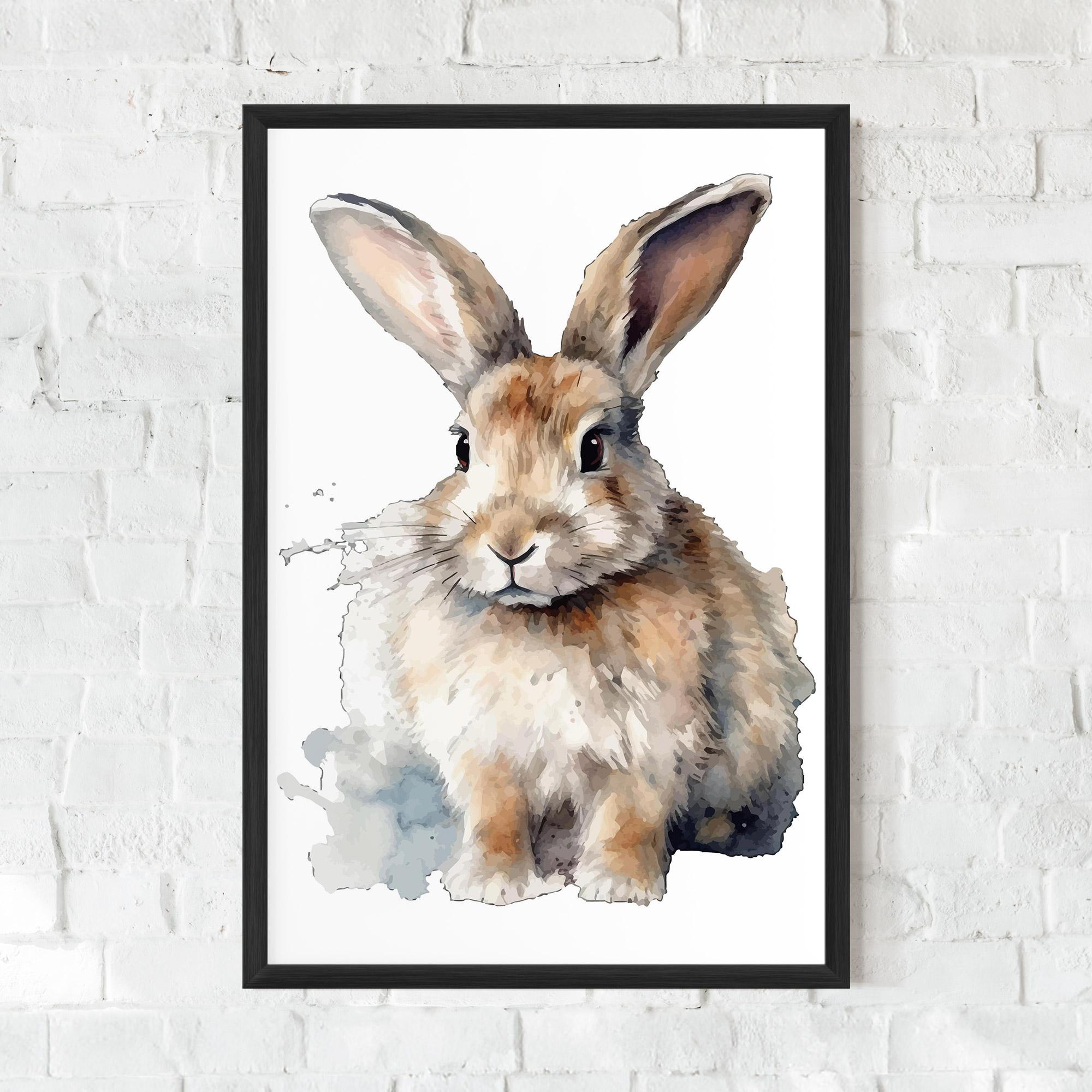 Poster Înrămat Watercolor Cute Bunny mockup 0