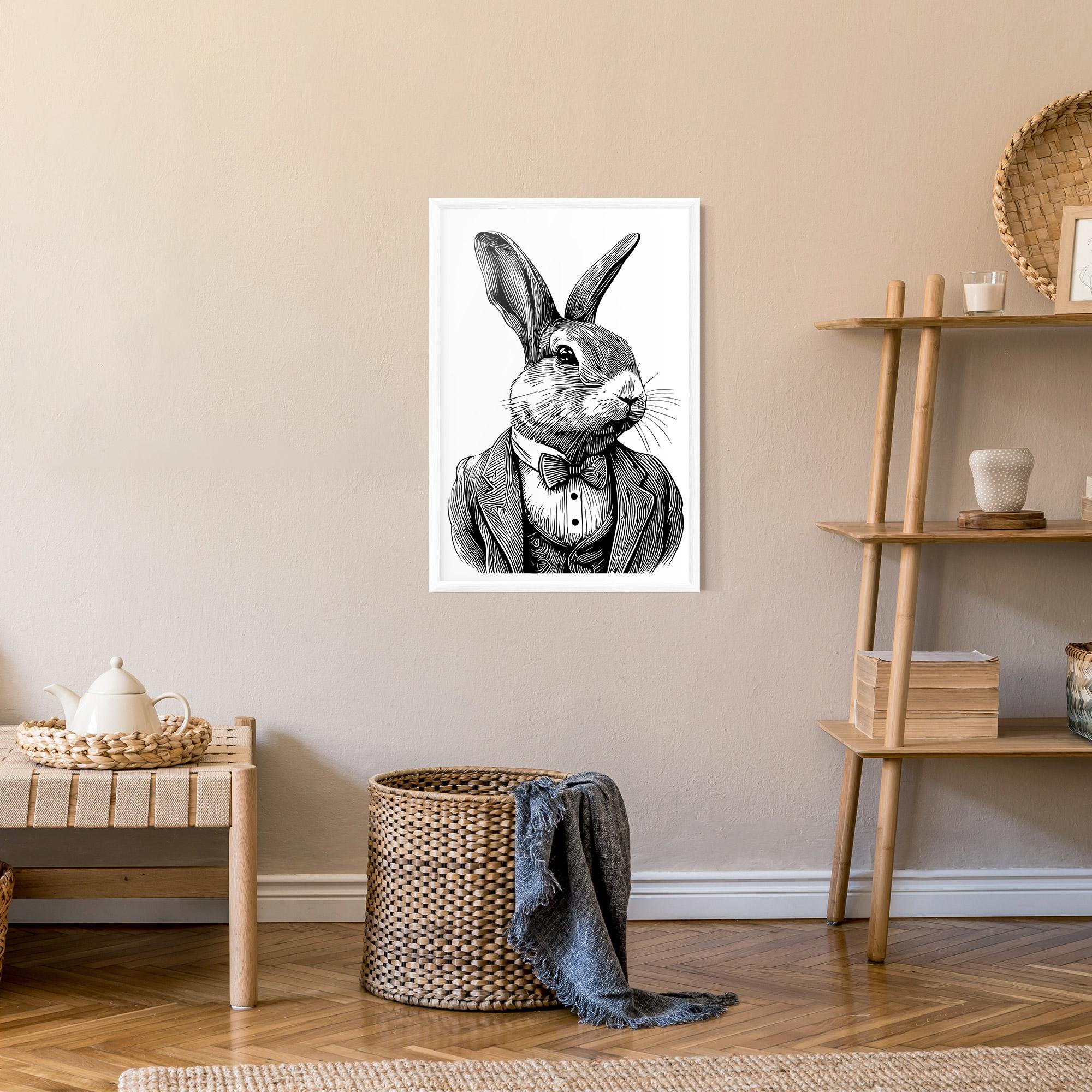 Poster Înrămat Bunny In Suit mockup 9