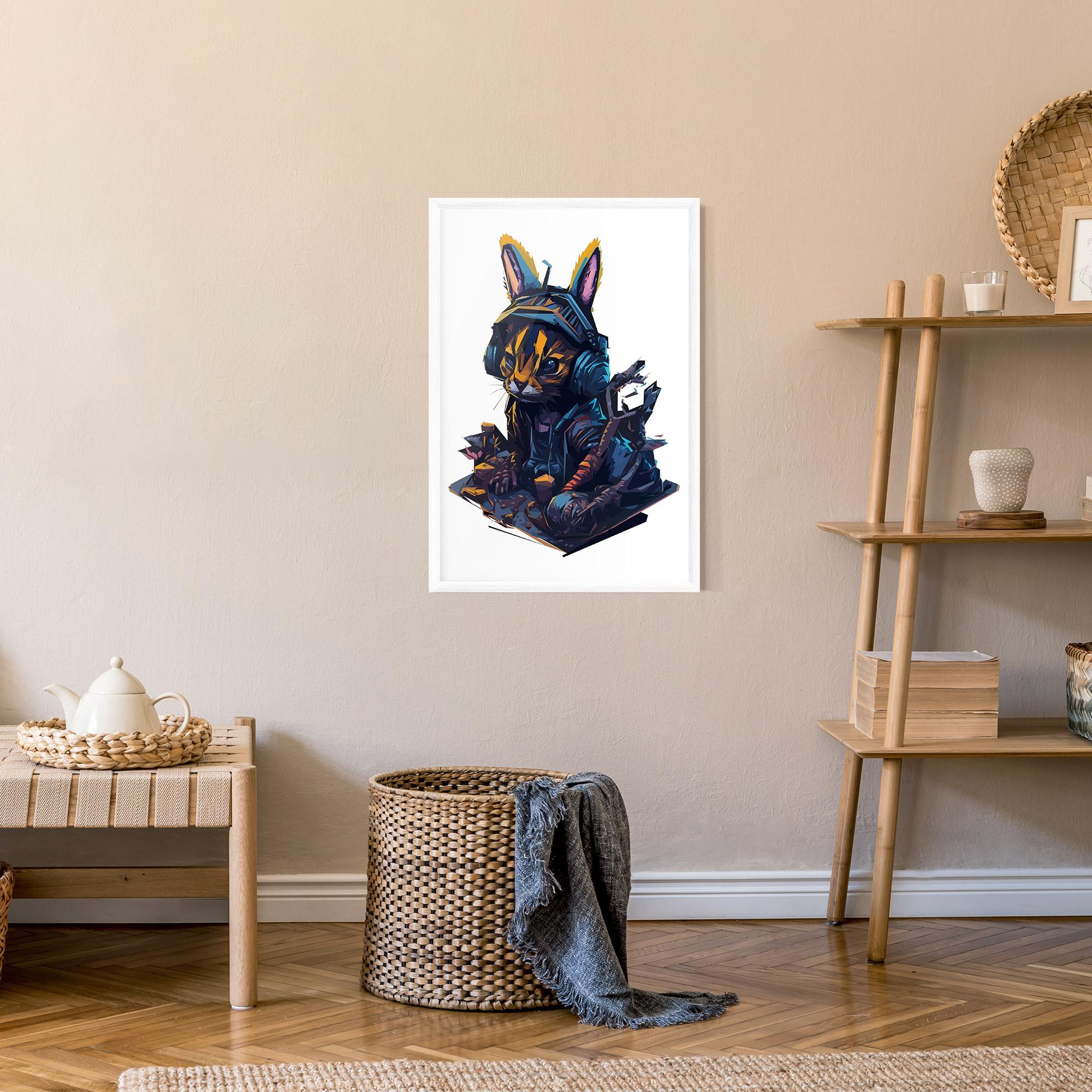 Poster Înrămat Orange Rabbit Headset mockup 9