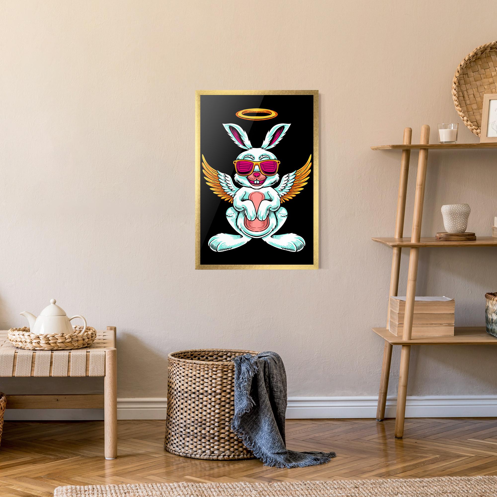 Poster Înrămat Angel Cool Bunny mockup 9