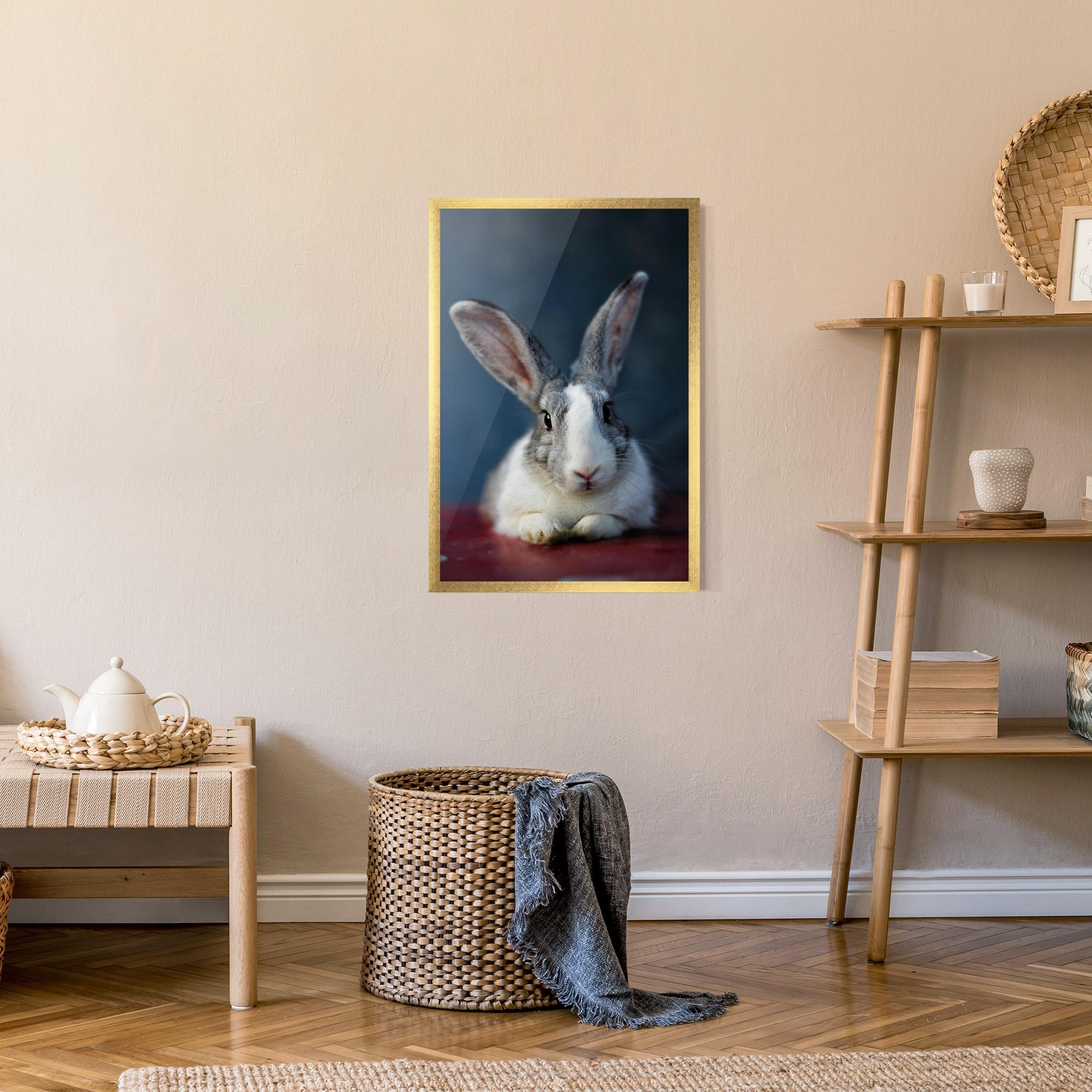Poster Înrămat Cute Grey Bunny mockup 9