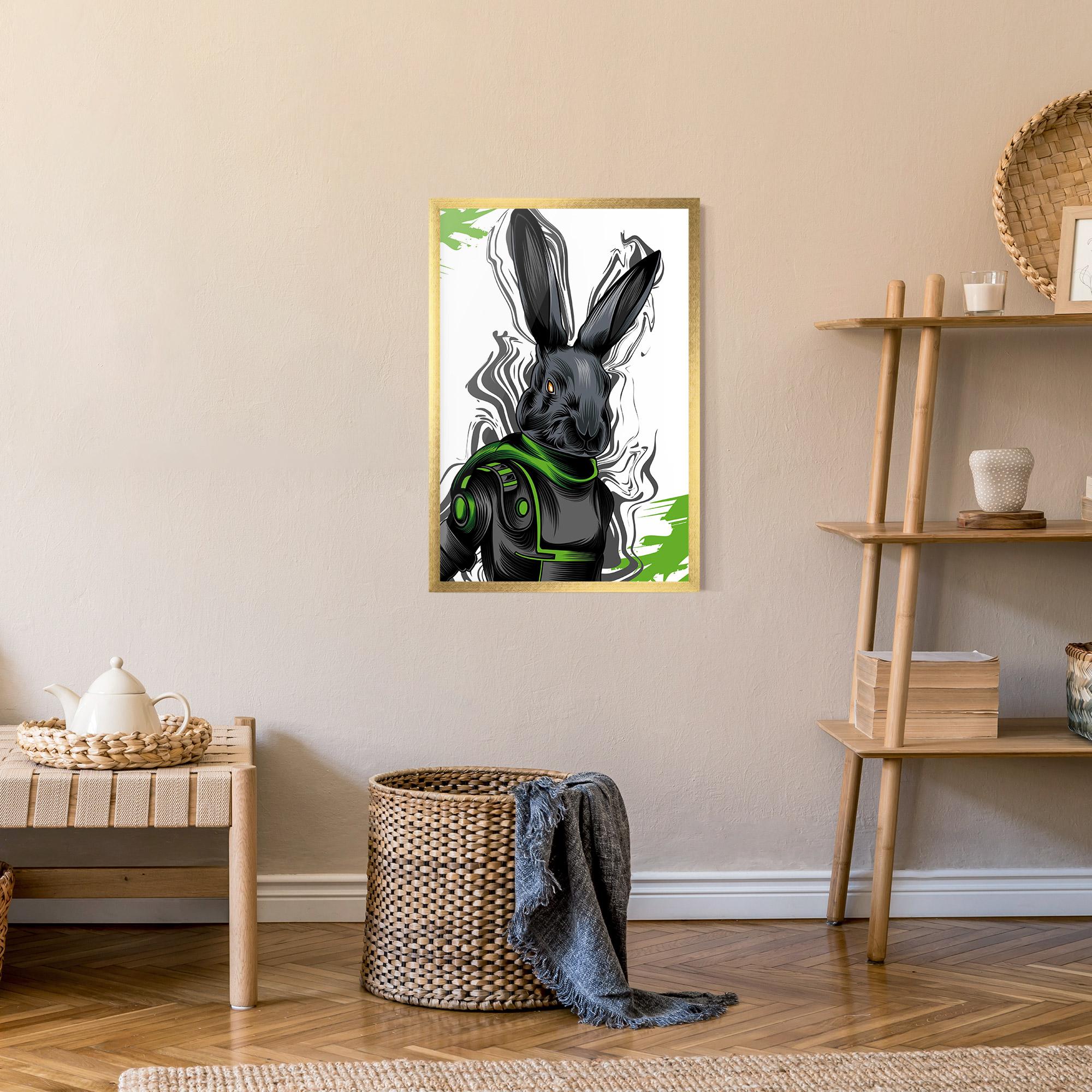 Poster Înrămat Cyborg Green Bunny mockup 9