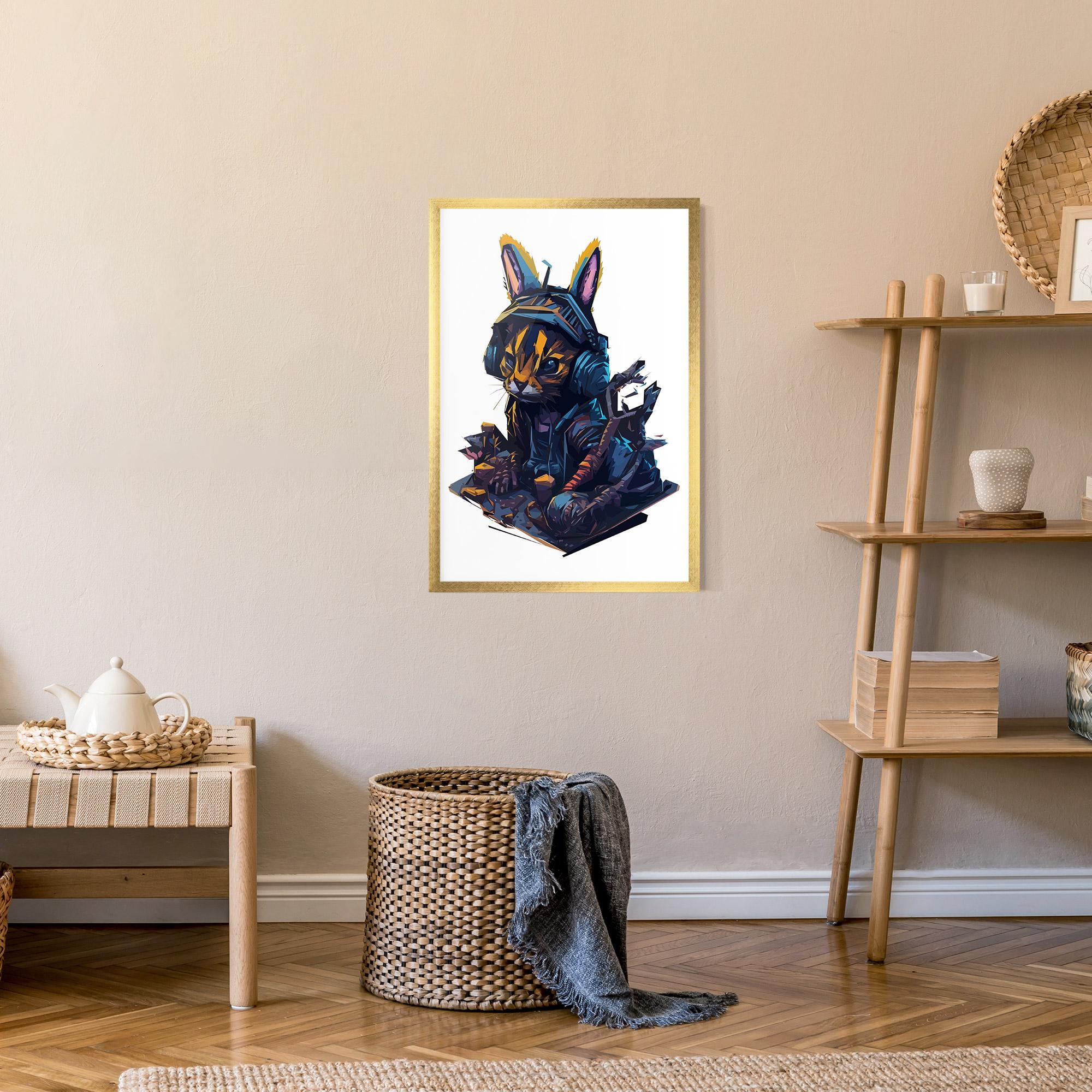 Poster Înrămat Orange Rabbit Headset mockup 9