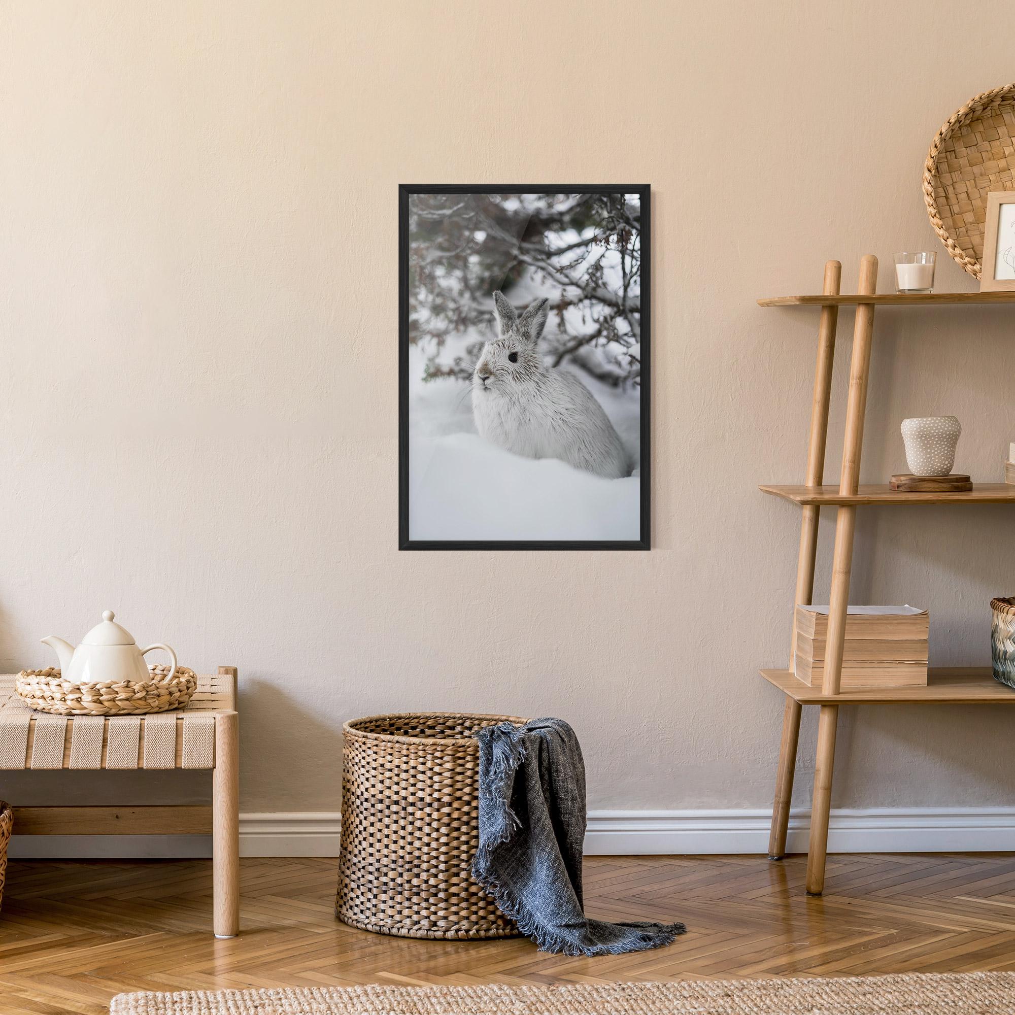 Poster Înrămat Bunny In Snow mockup 9