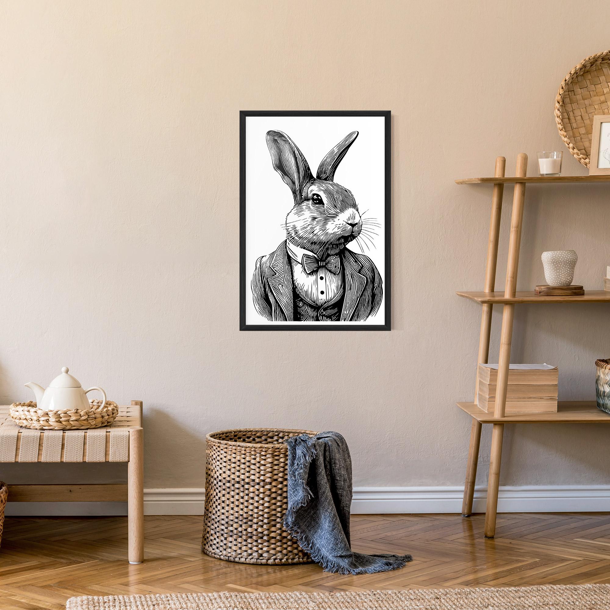 Poster Înrămat Bunny In Suit mockup 9