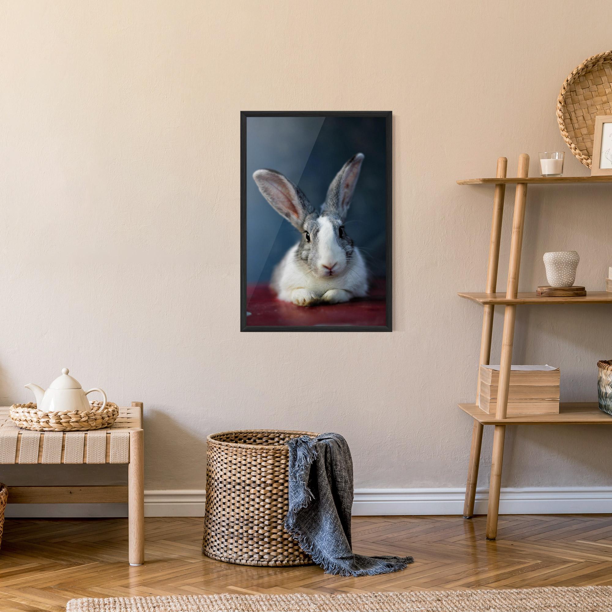 Poster Înrămat Cute Grey Bunny mockup 9