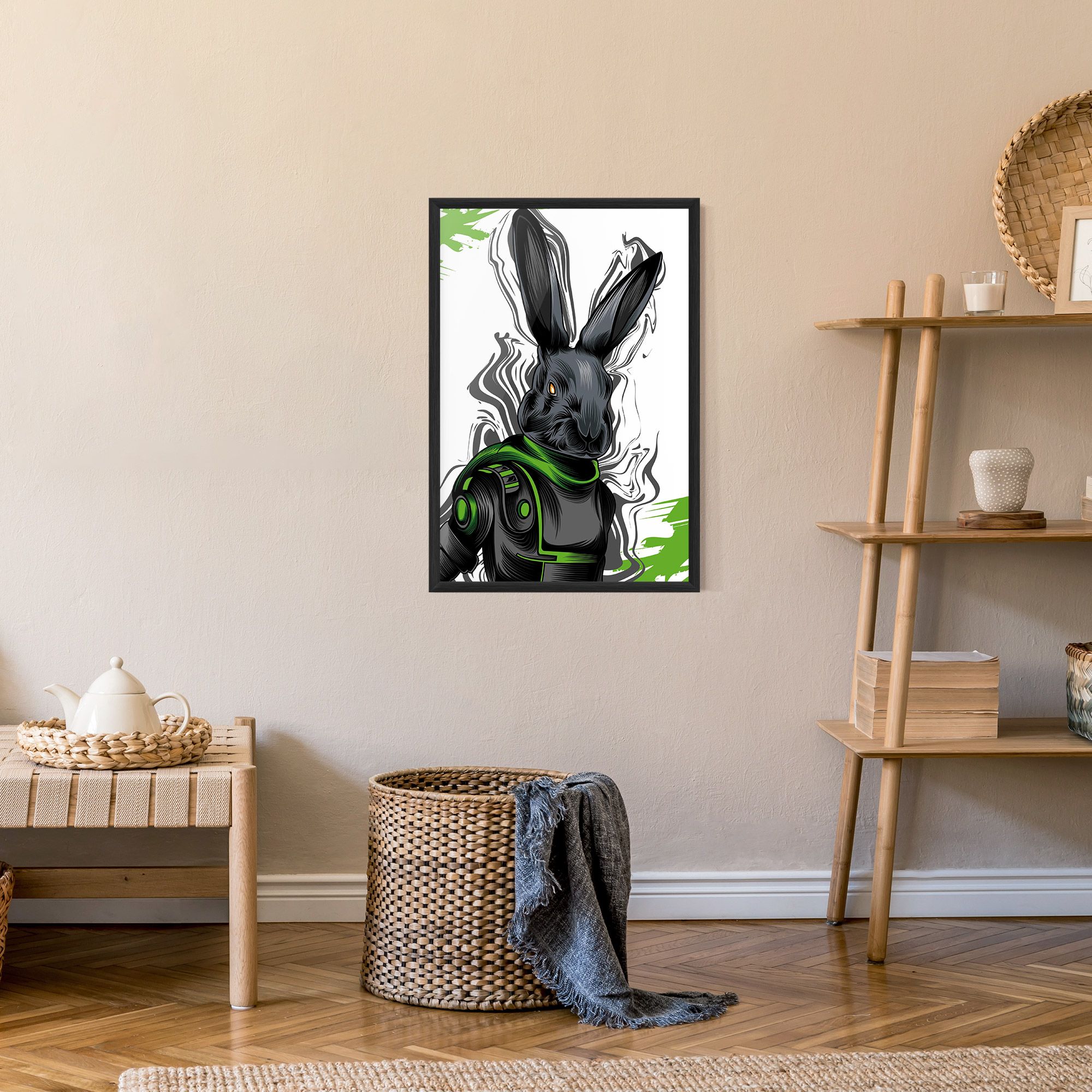 Cyborg Green Bunny mockup 9