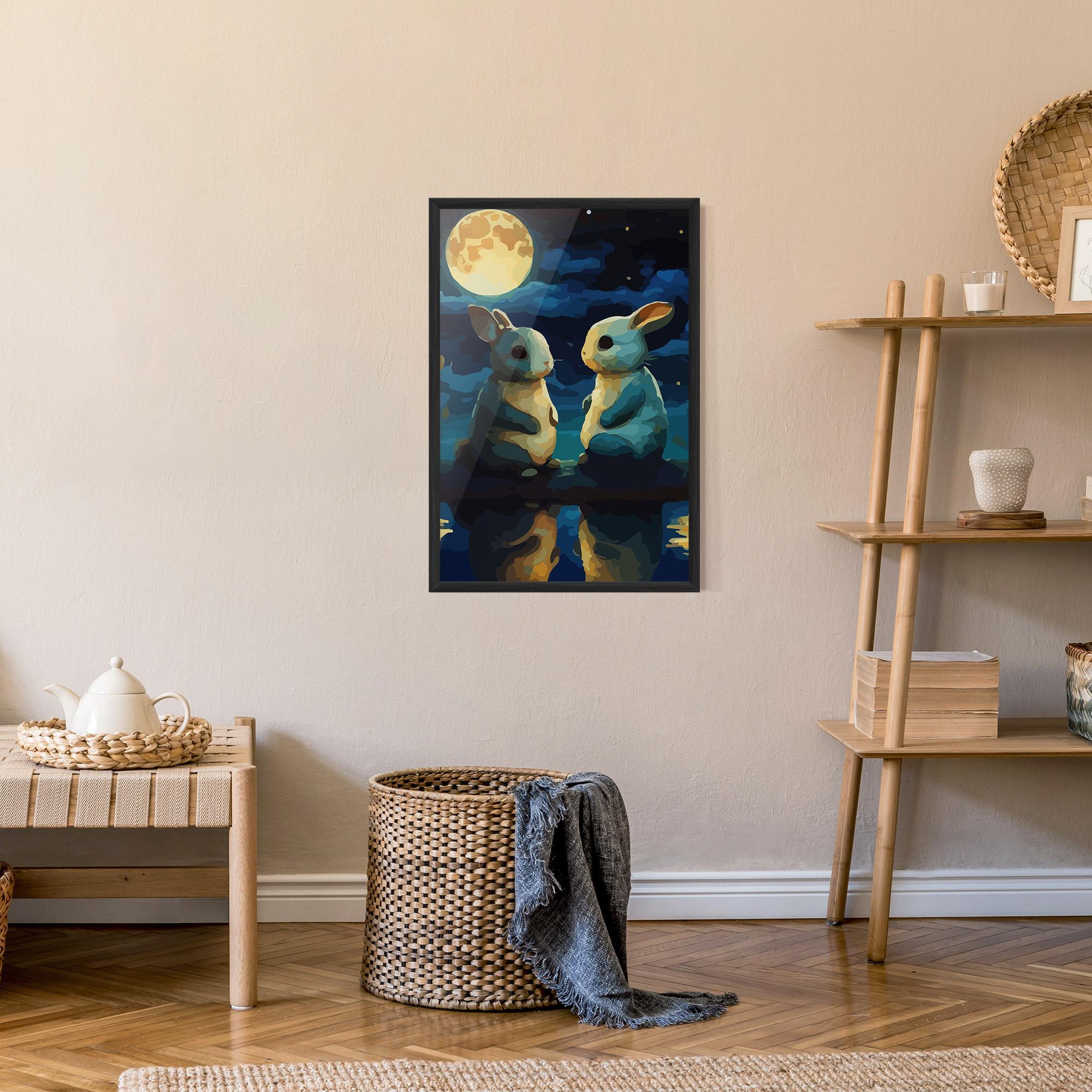 Poster Înrămat Full Moon Bunny mockup 9