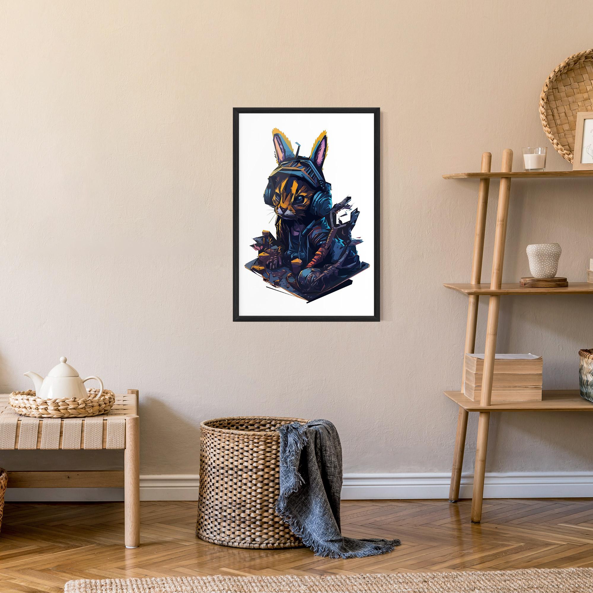 Poster Înrămat Orange Rabbit Headset mockup 9