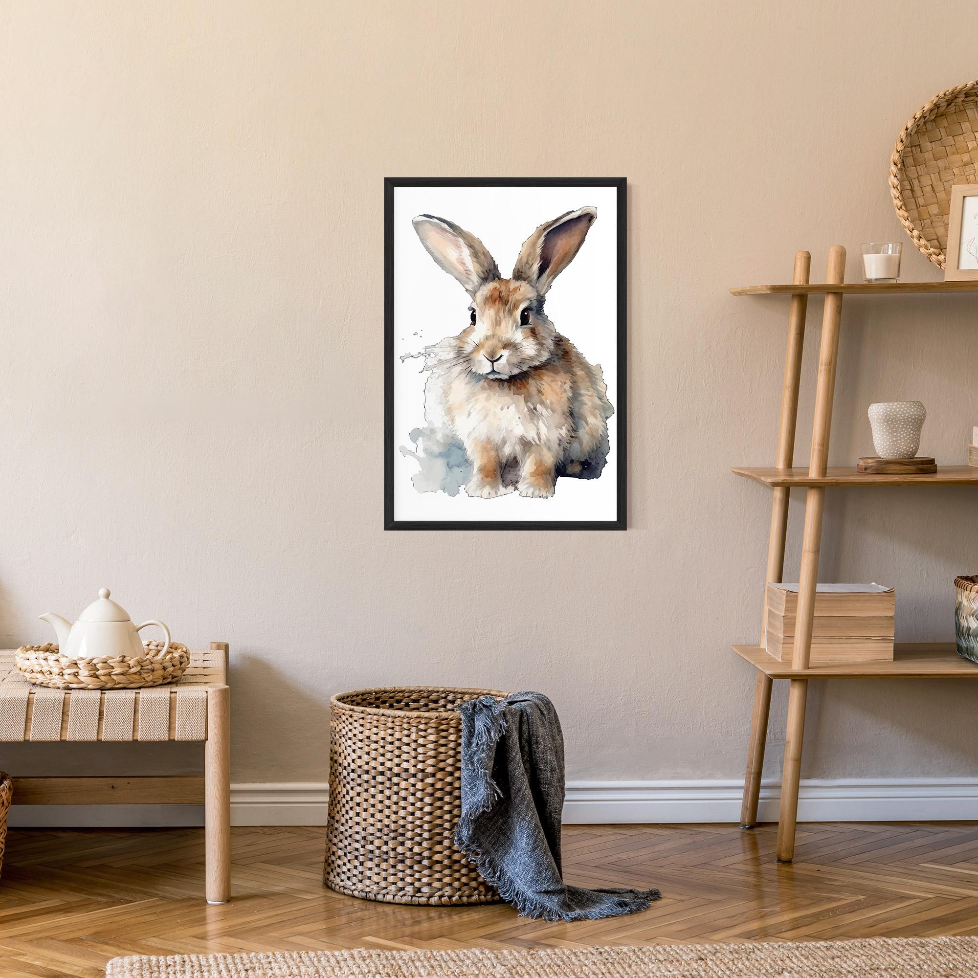 Poster Înrămat Watercolor Cute Bunny mockup 9