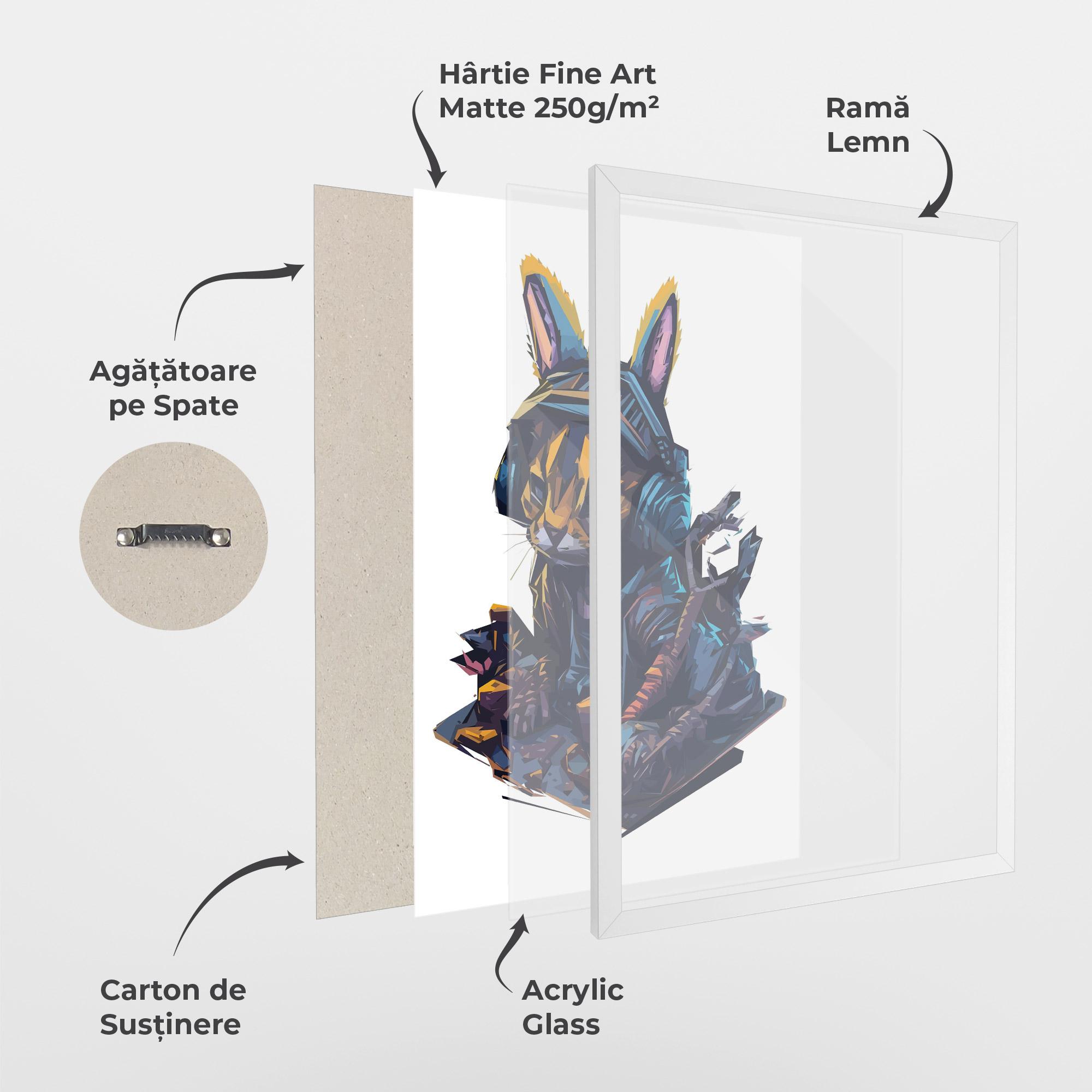 Poster Înrămat Orange Rabbit Headset mockup 1