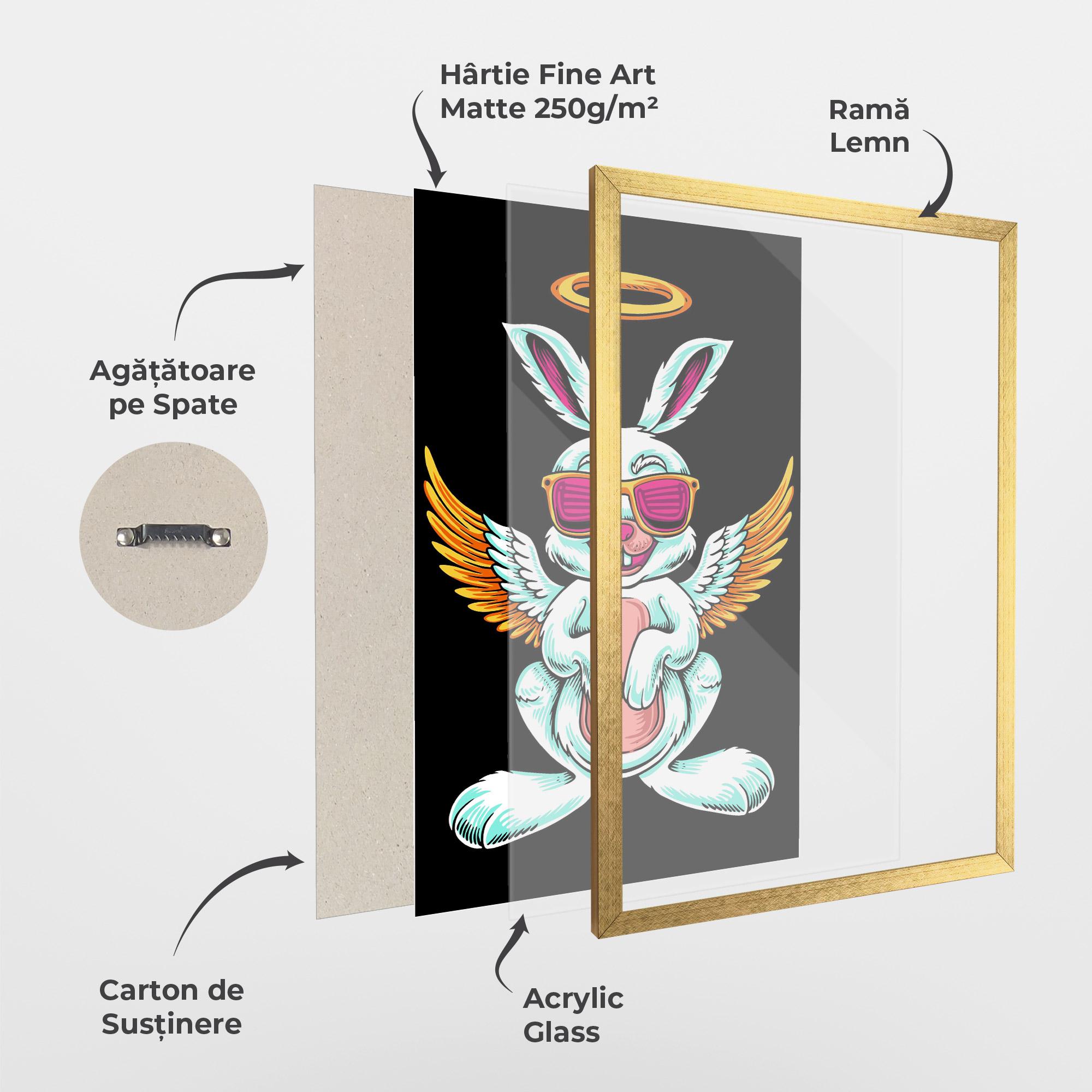Poster Înrămat Angel Cool Bunny mockup 1