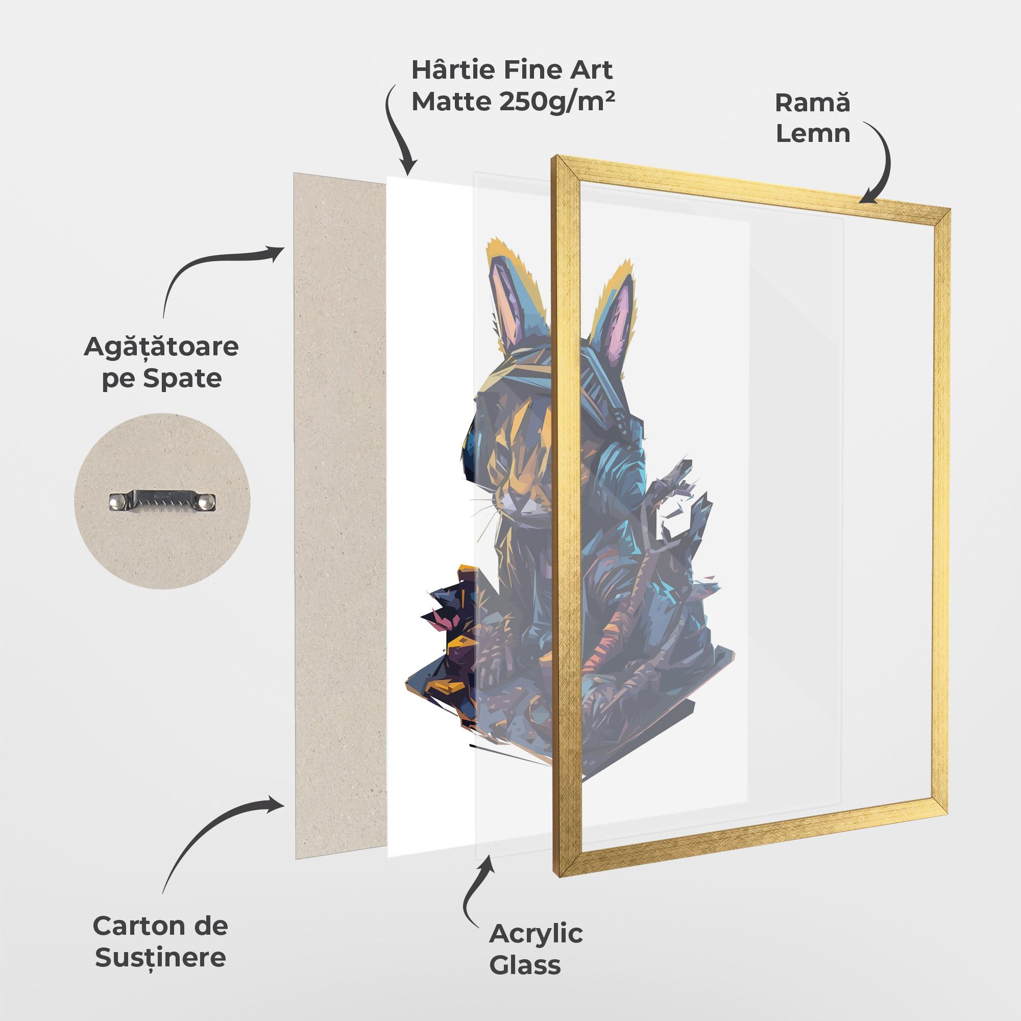 Poster Înrămat Orange Rabbit Headset mockup 1