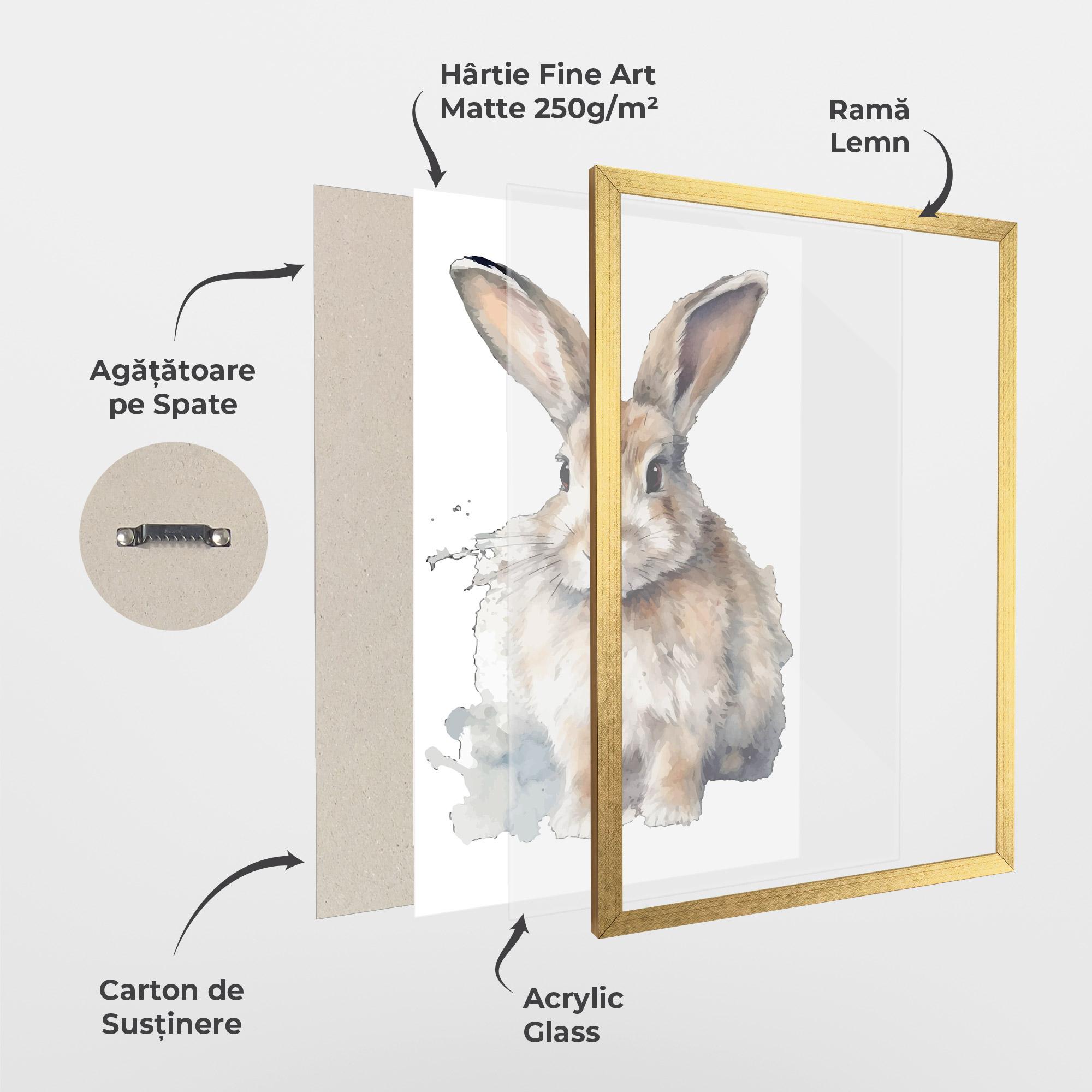 Poster Înrămat Watercolor Cute Bunny mockup 1