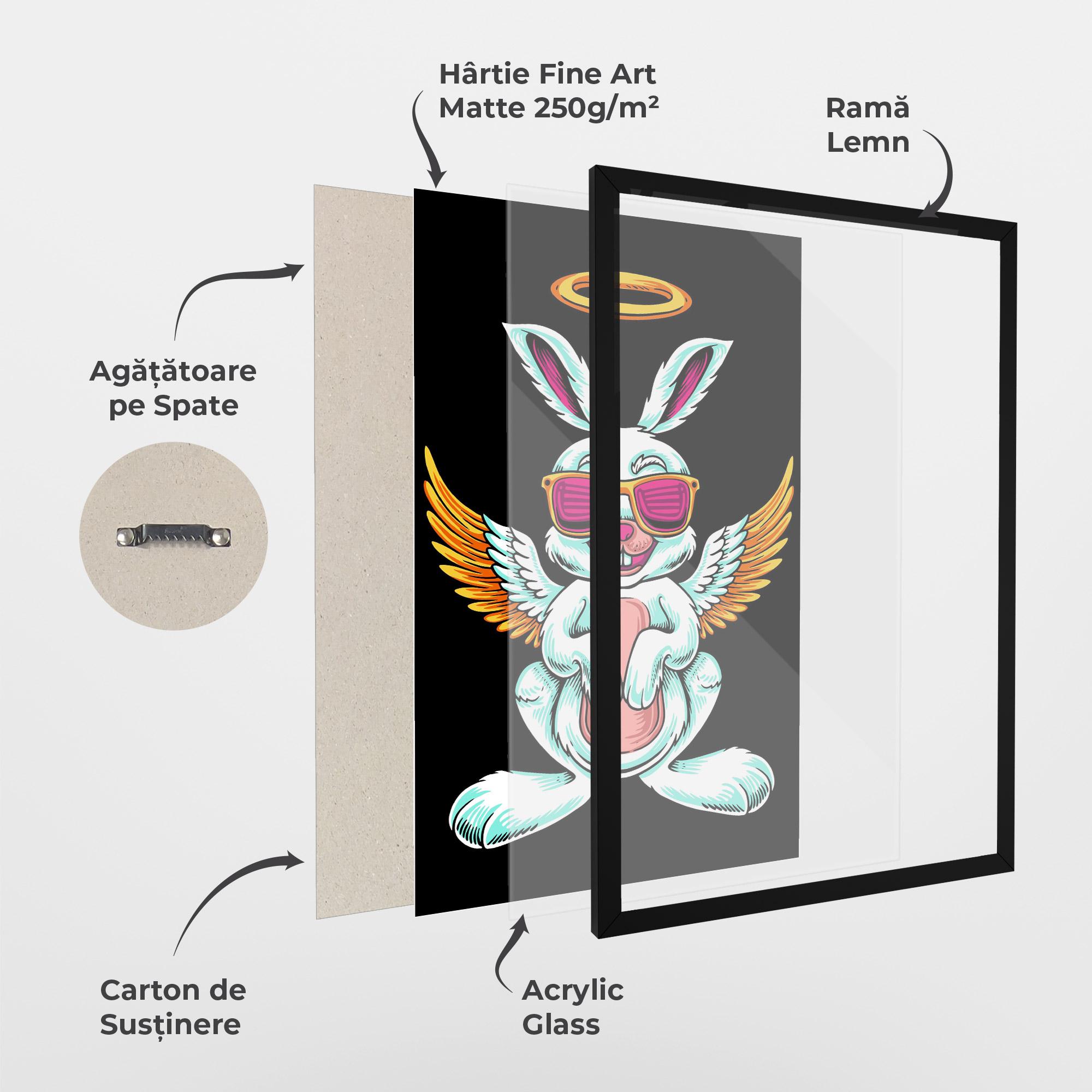 Poster Înrămat Angel Cool Bunny mockup 1