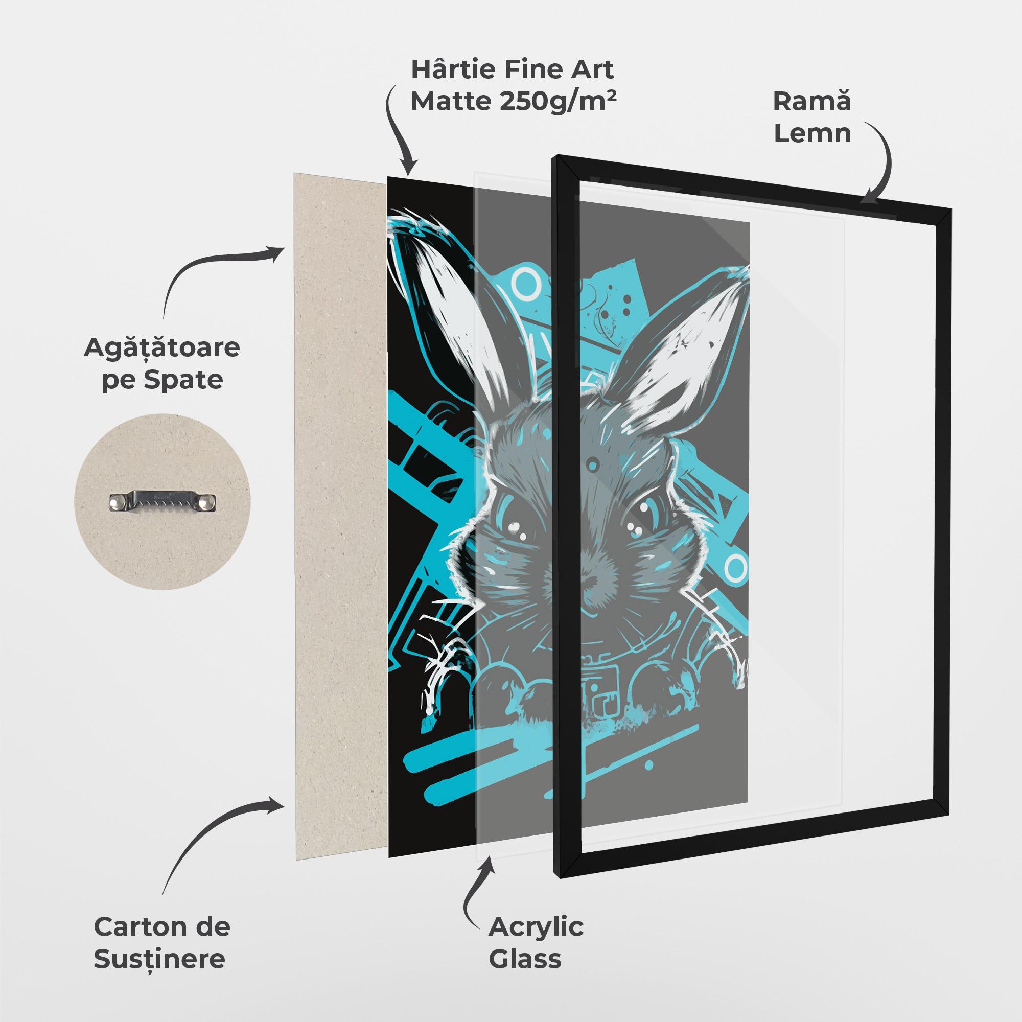 Poster Înrămat Grey Blue Bunny mockup 1