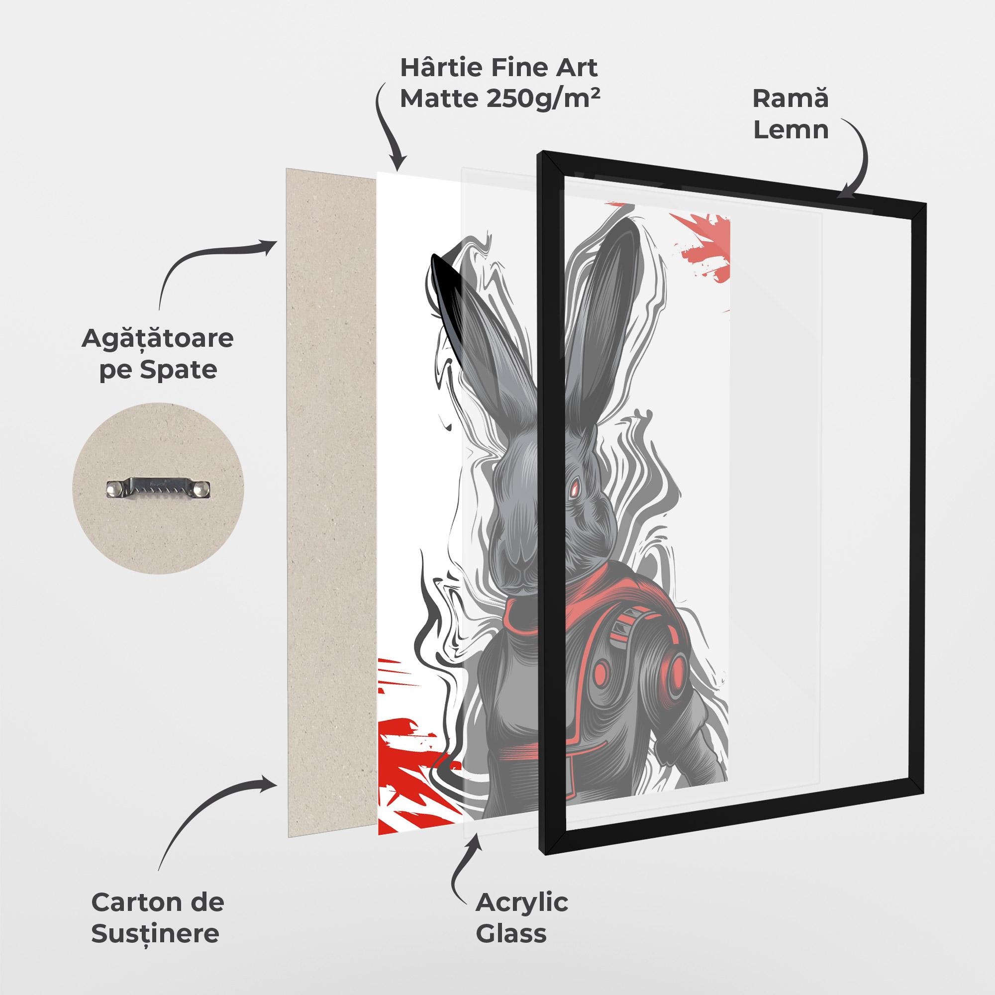 Poster Înrămat Red Robot Bunny mockup 1