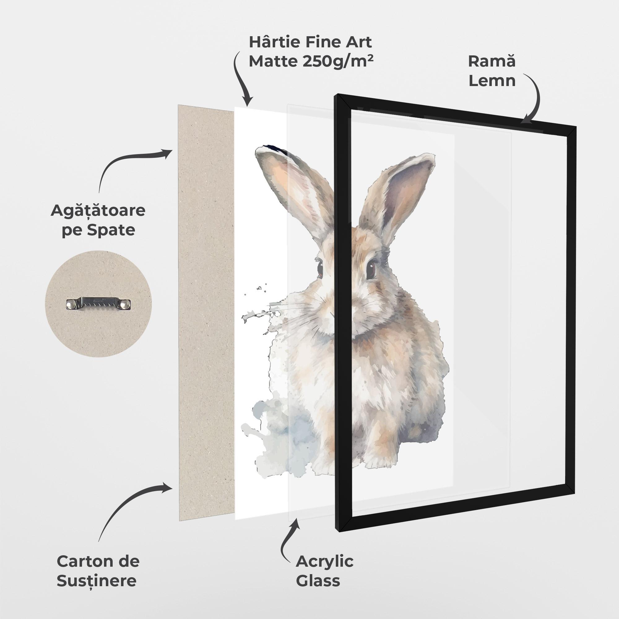 Poster Înrămat Watercolor Cute Bunny mockup 1