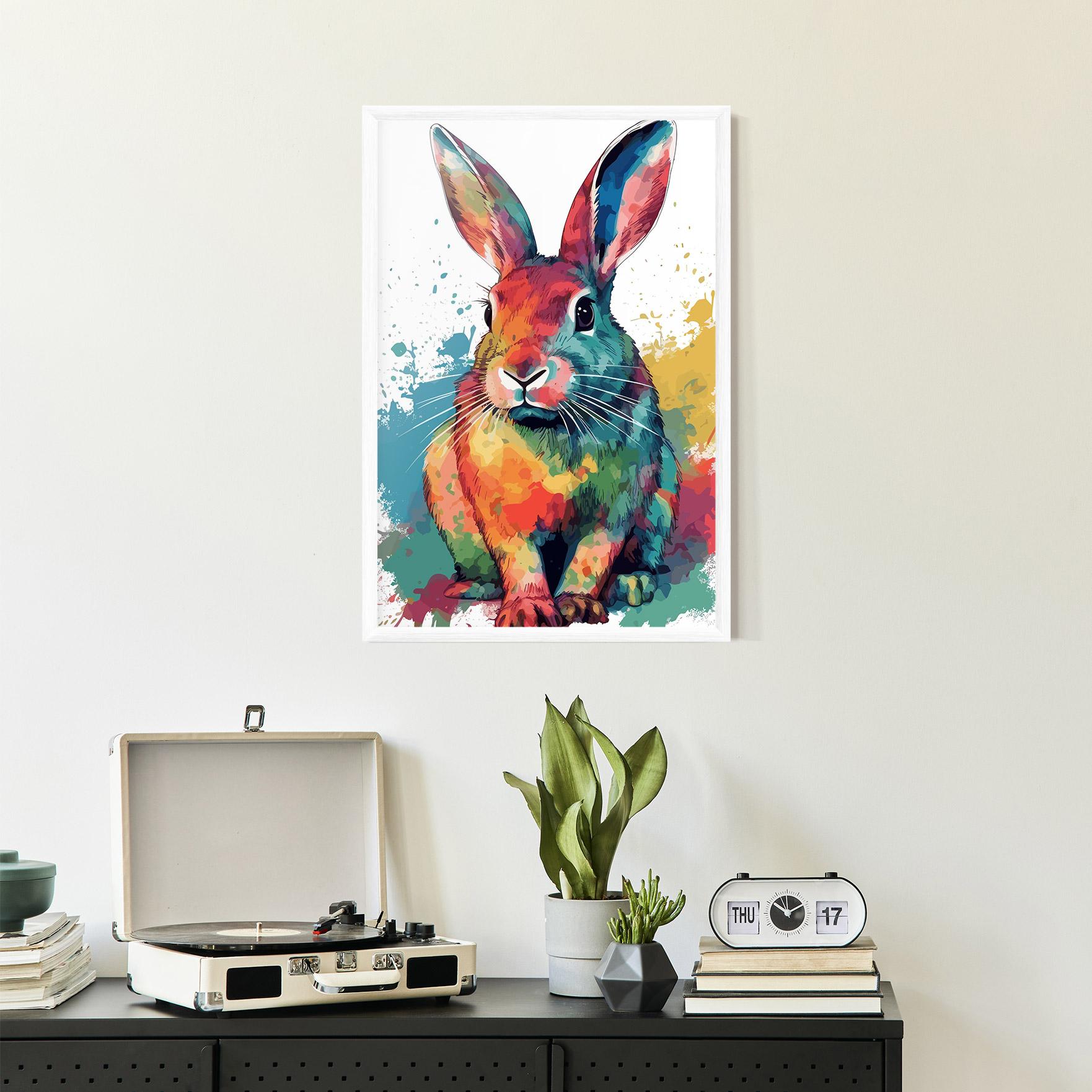 Poster Înrămat Brush Rabbit mockup 2