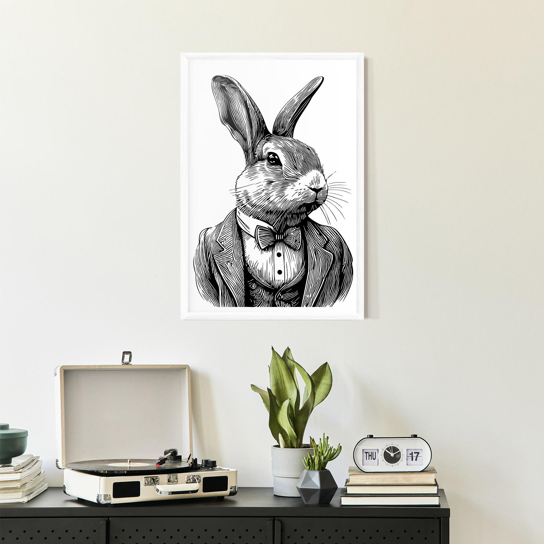Poster Înrămat Bunny In Suit mockup 2