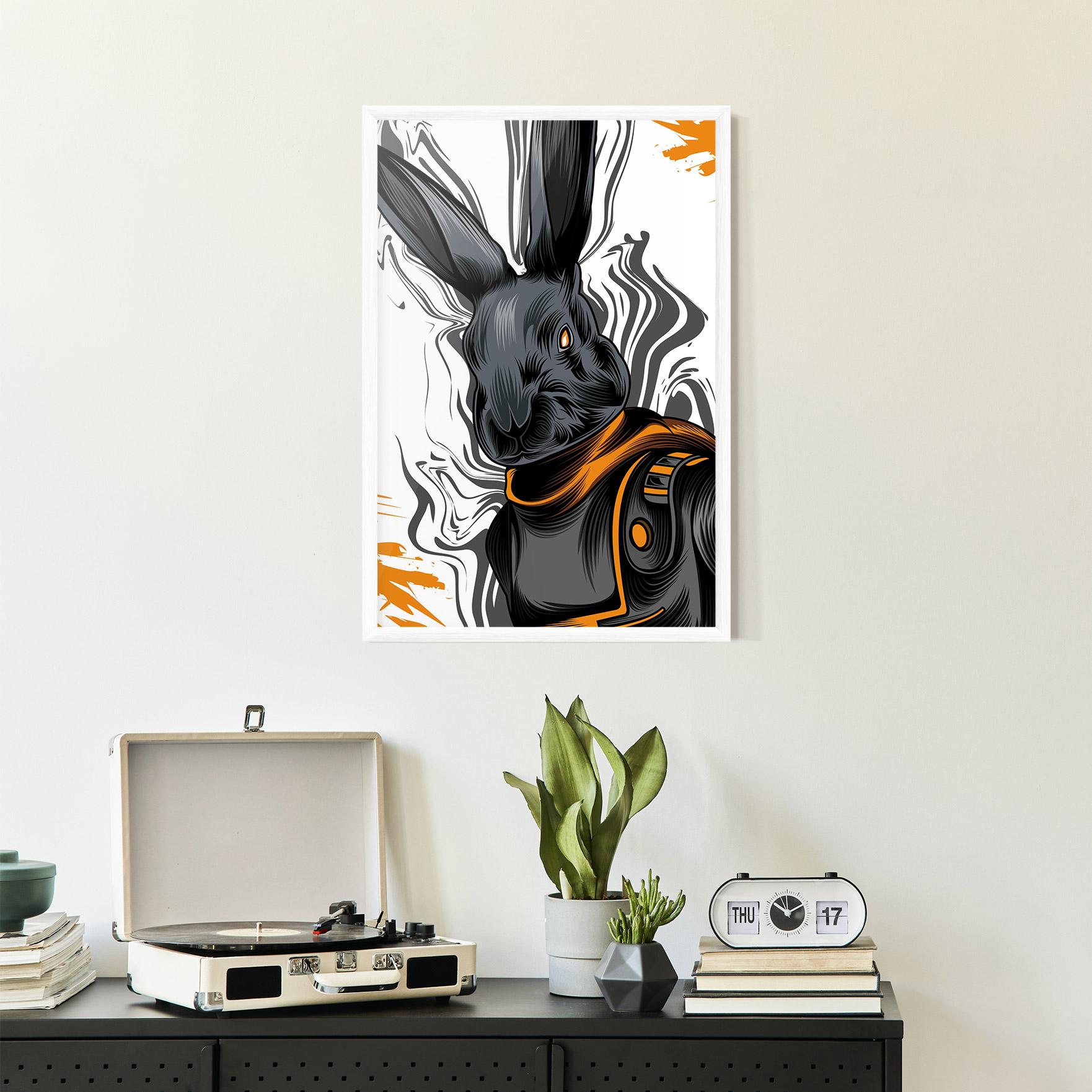 Poster Înrămat Cyborg Yellow Bunny mockup 2