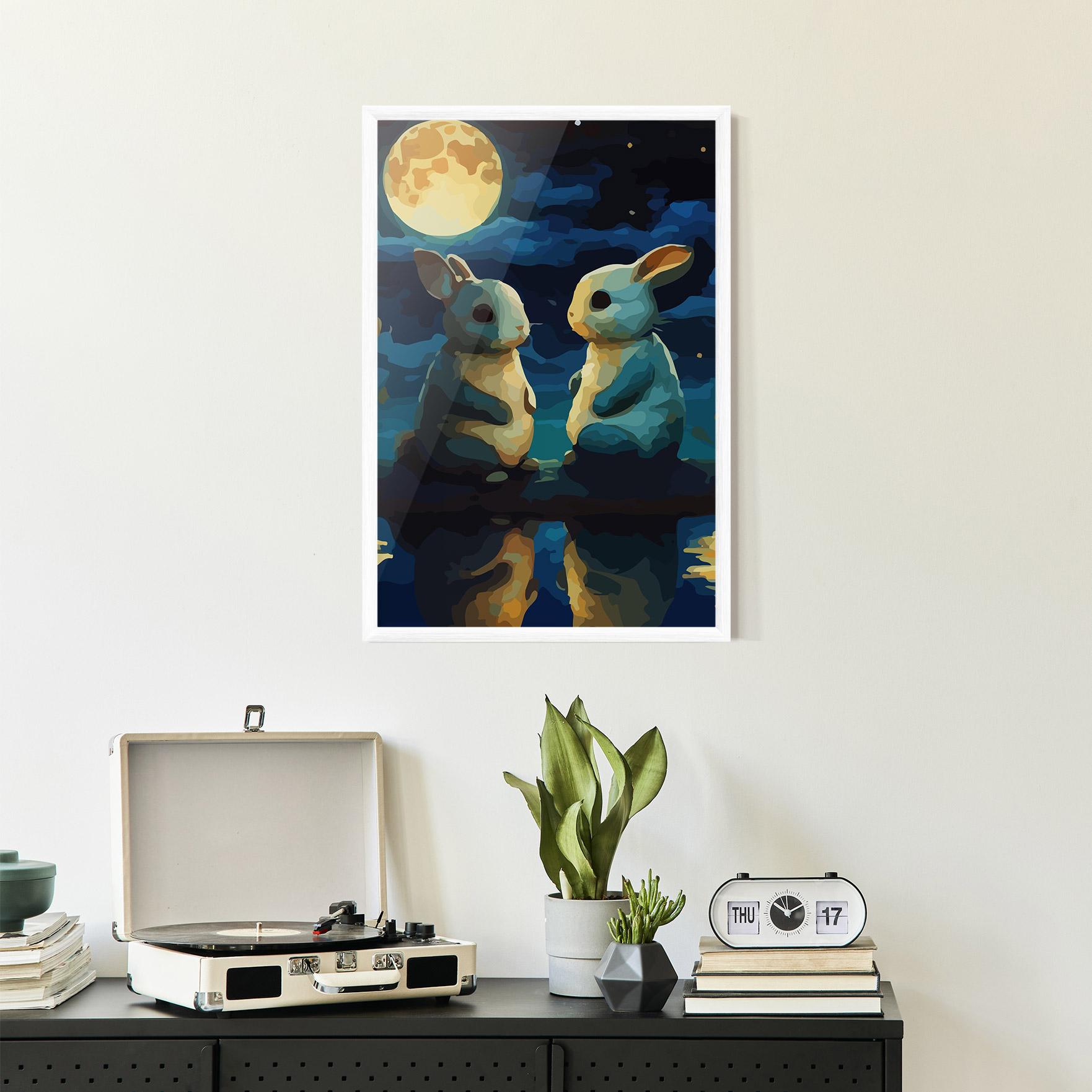 Poster Înrămat Full Moon Bunny mockup 2