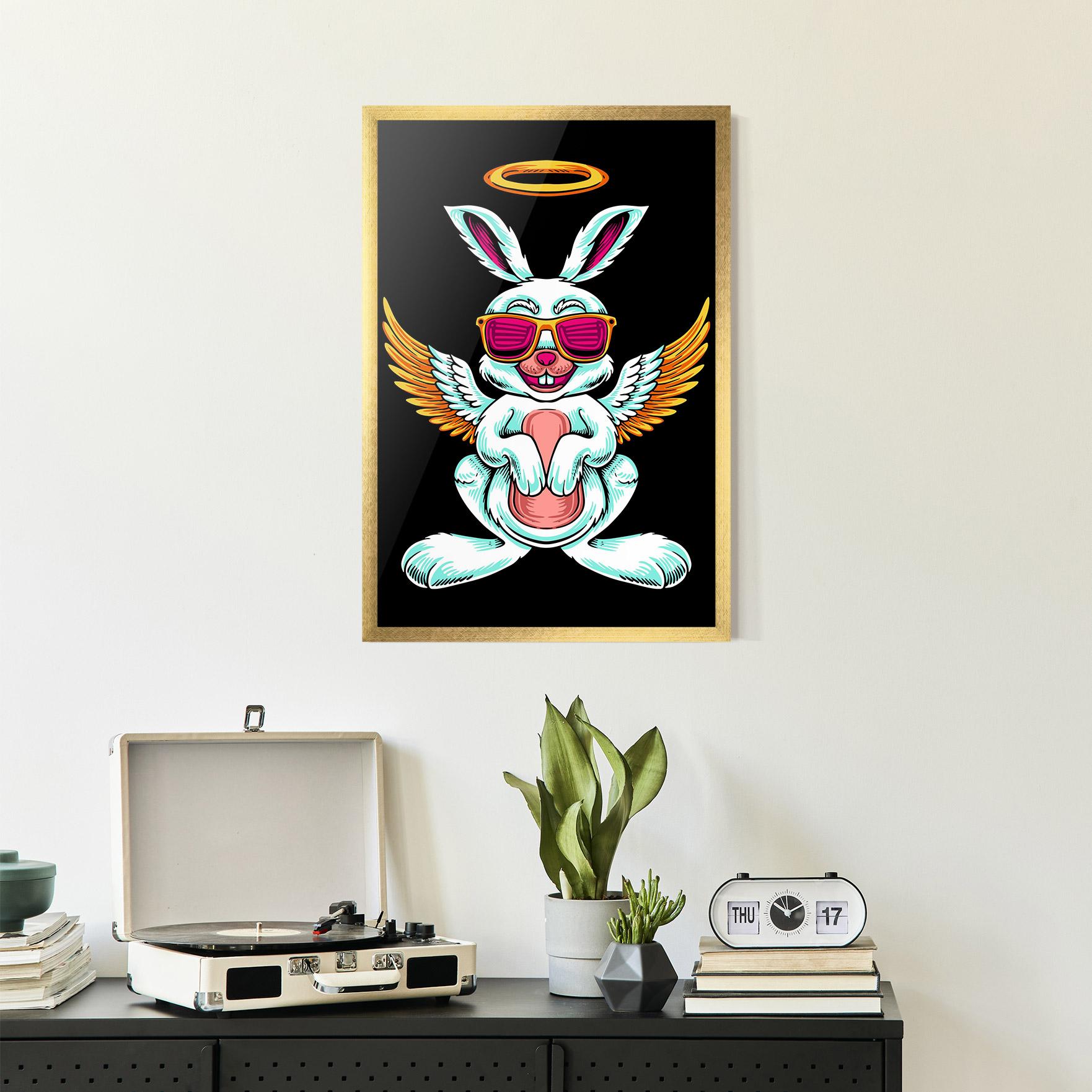 Poster Înrămat Angel Cool Bunny mockup 2