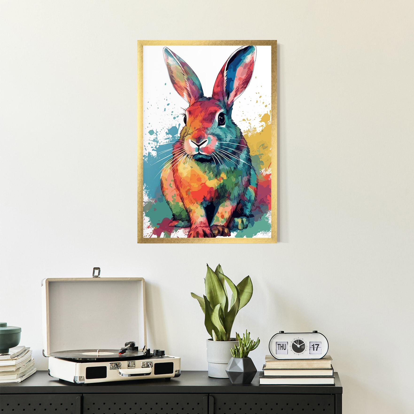 Poster Înrămat Brush Rabbit mockup 2