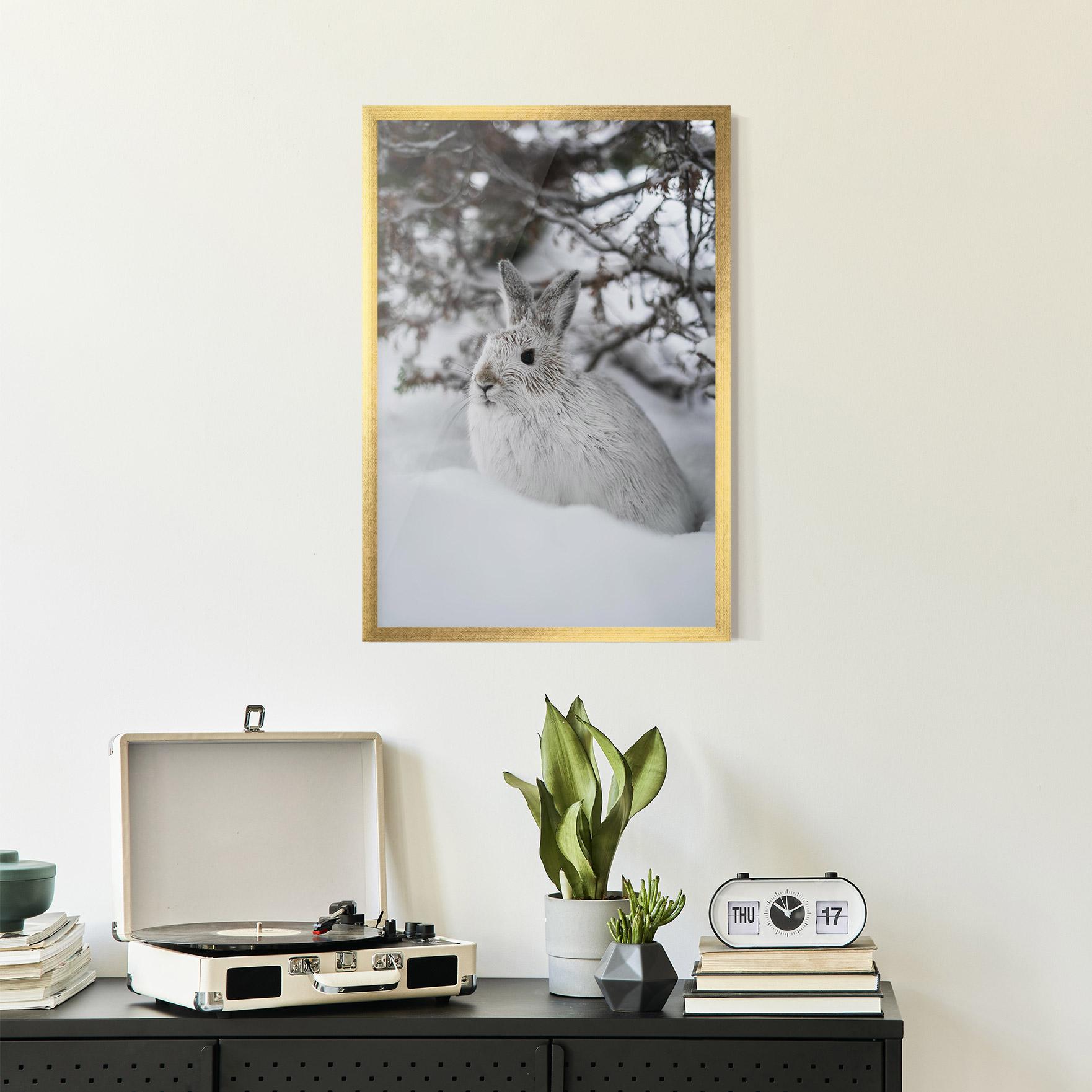 Poster Înrămat Bunny In Snow mockup 2