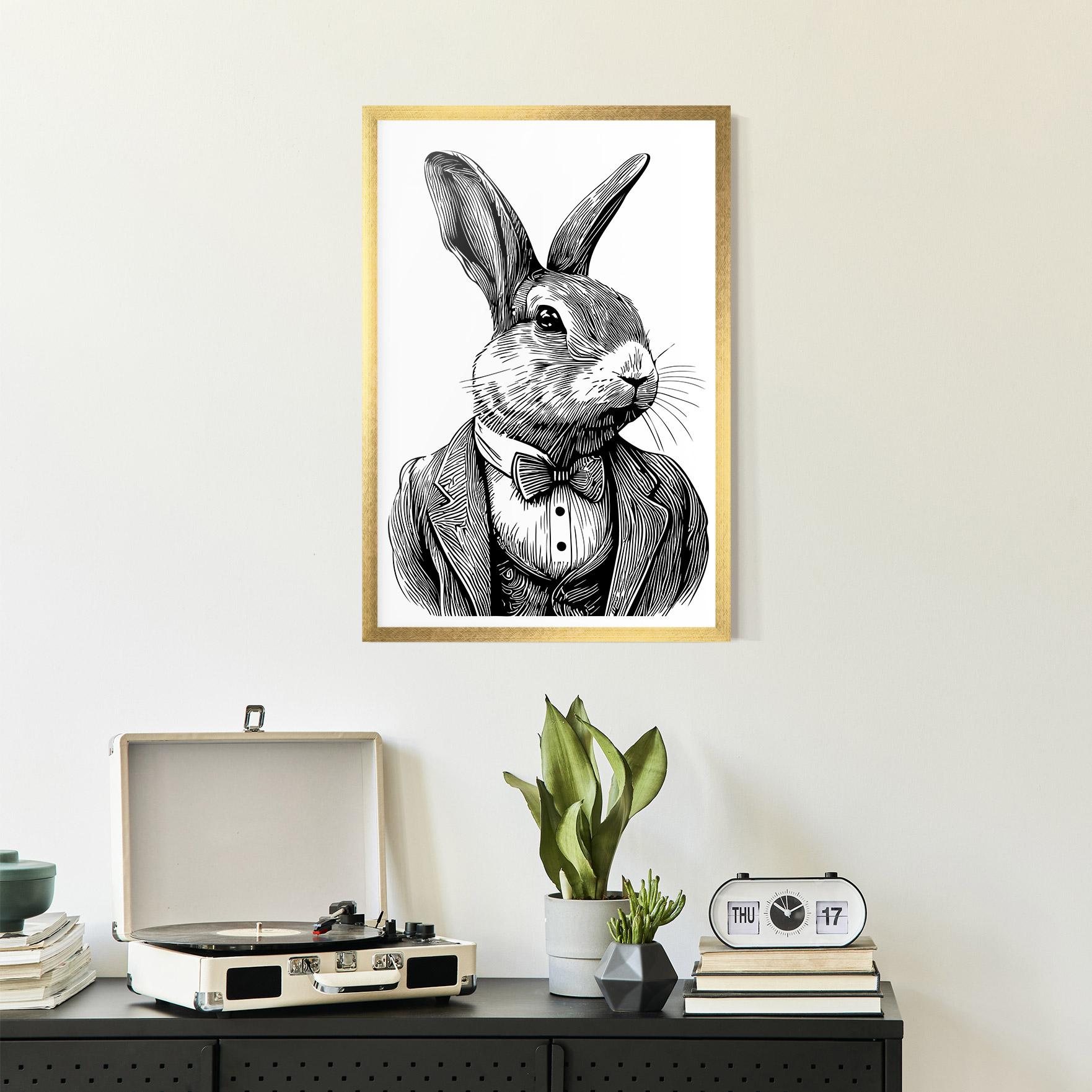 Poster Înrămat Bunny In Suit mockup 2