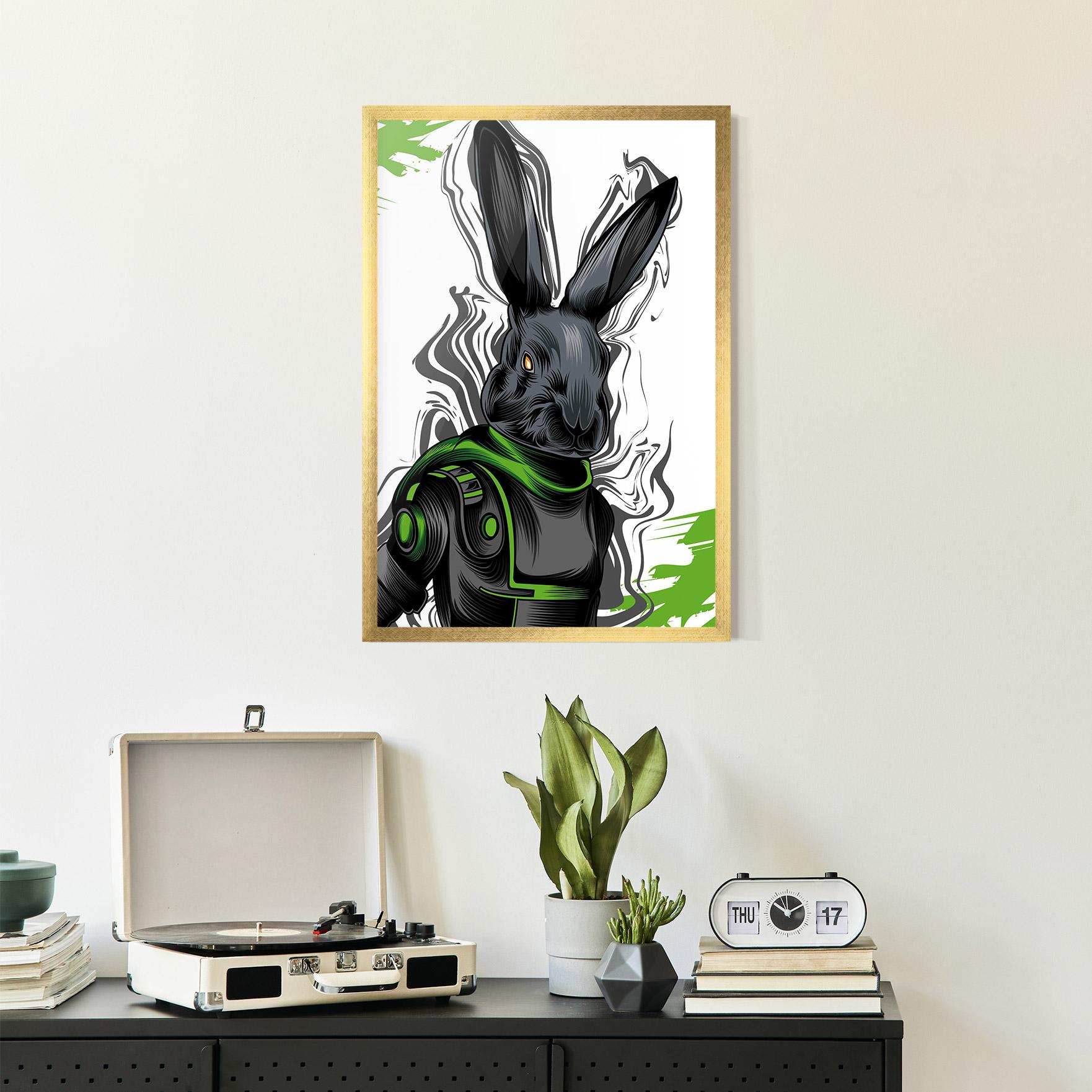 Poster Înrămat Cyborg Green Bunny mockup 2